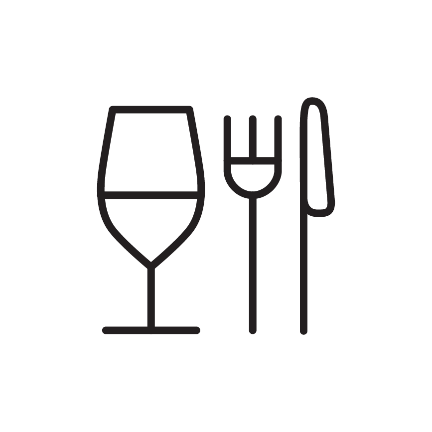 wine glass and utensils icon