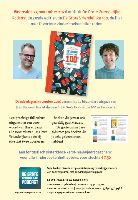 Folder boek Jaap Friso en Bas Maliepaard 'De Grote Vriendelijke 100 en Doorlezers'