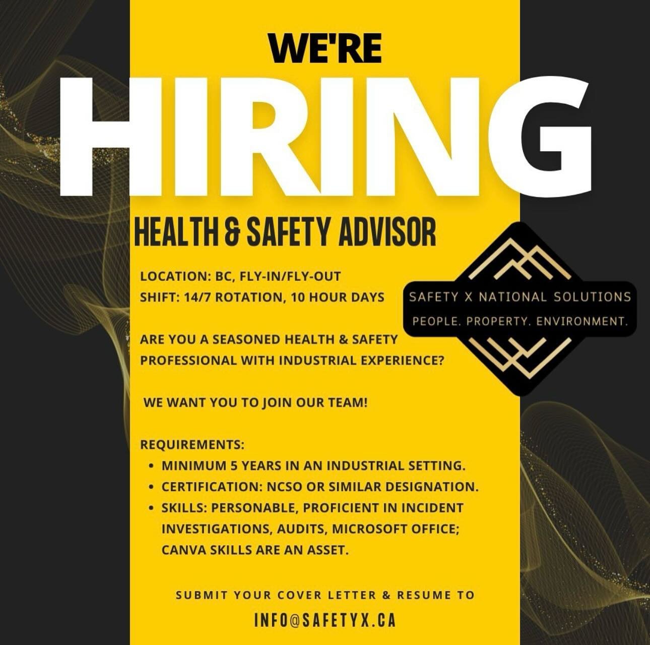 We&rsquo;re #hiring! Know anyone who may be interested? ISO Health &amp; Safety Professional ✨