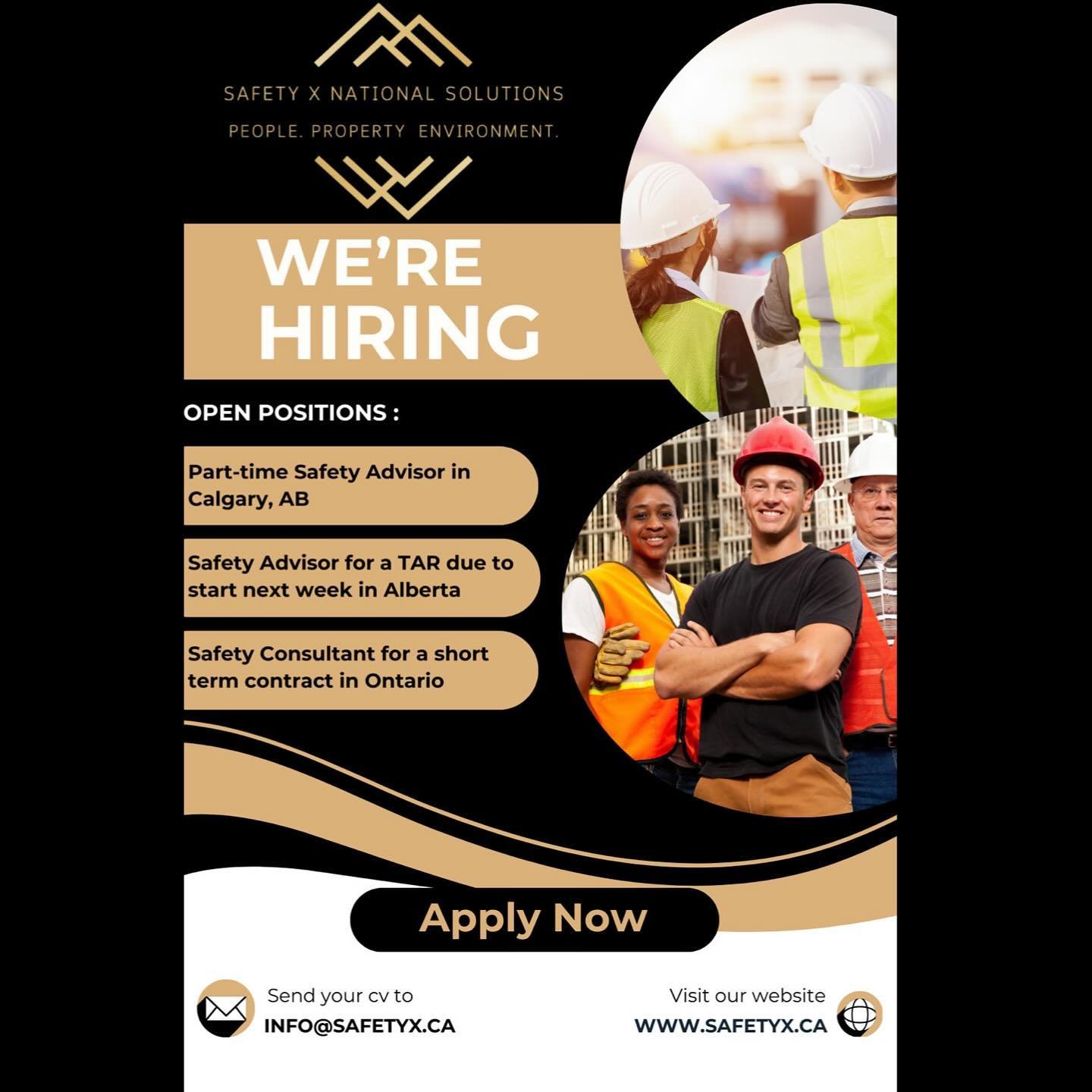 We are urgently hiring for three positions ✨ Please send your CV to Info@safetyx.ca, we look forward to hearing from you!