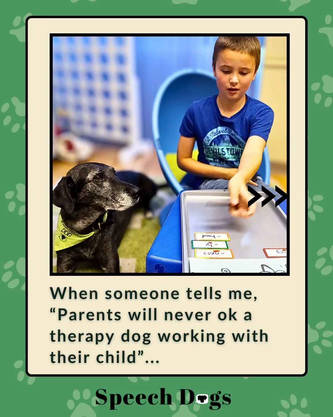 Which myth resonated the most for you?

Drop it--and any other myths or questions you may have heard--in the comments. 

Let's start a conversation about animal-assisted speech therapy!🐕&zwj;🦺

And to see more of how my dogs help me target client g
