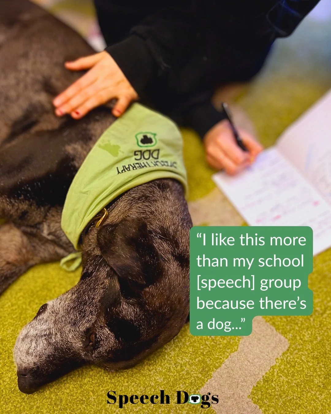 ...she's here to keep kids comfortable and help them have fun."🐕&zwj;🦺💕

When these words came out the mouth of an eight-year-old during a new speech evaluation, I just had to stop and write them down.

She PERFECTLY summarized why animal-ass