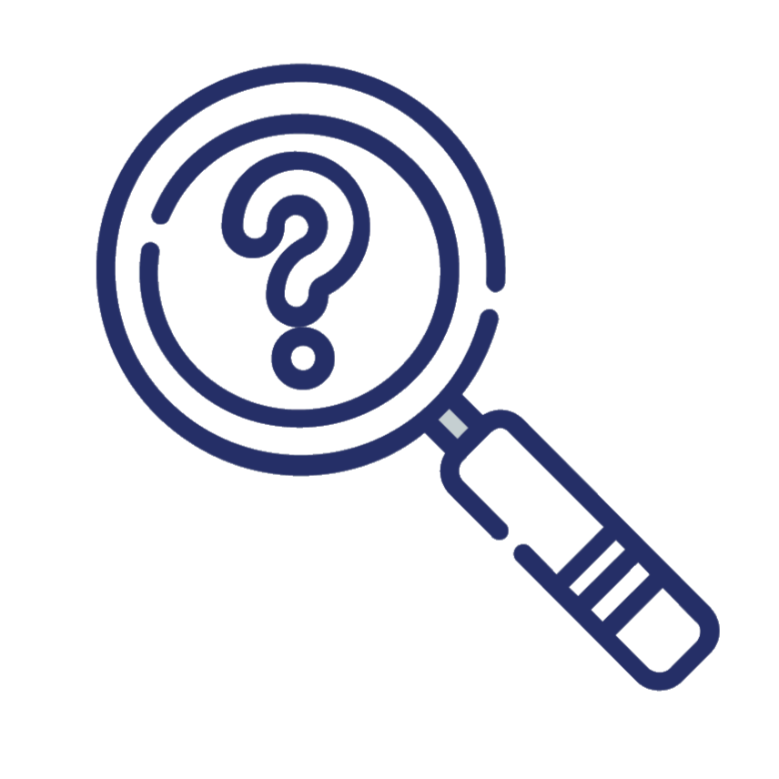 Magnifying glass with a question mark inside