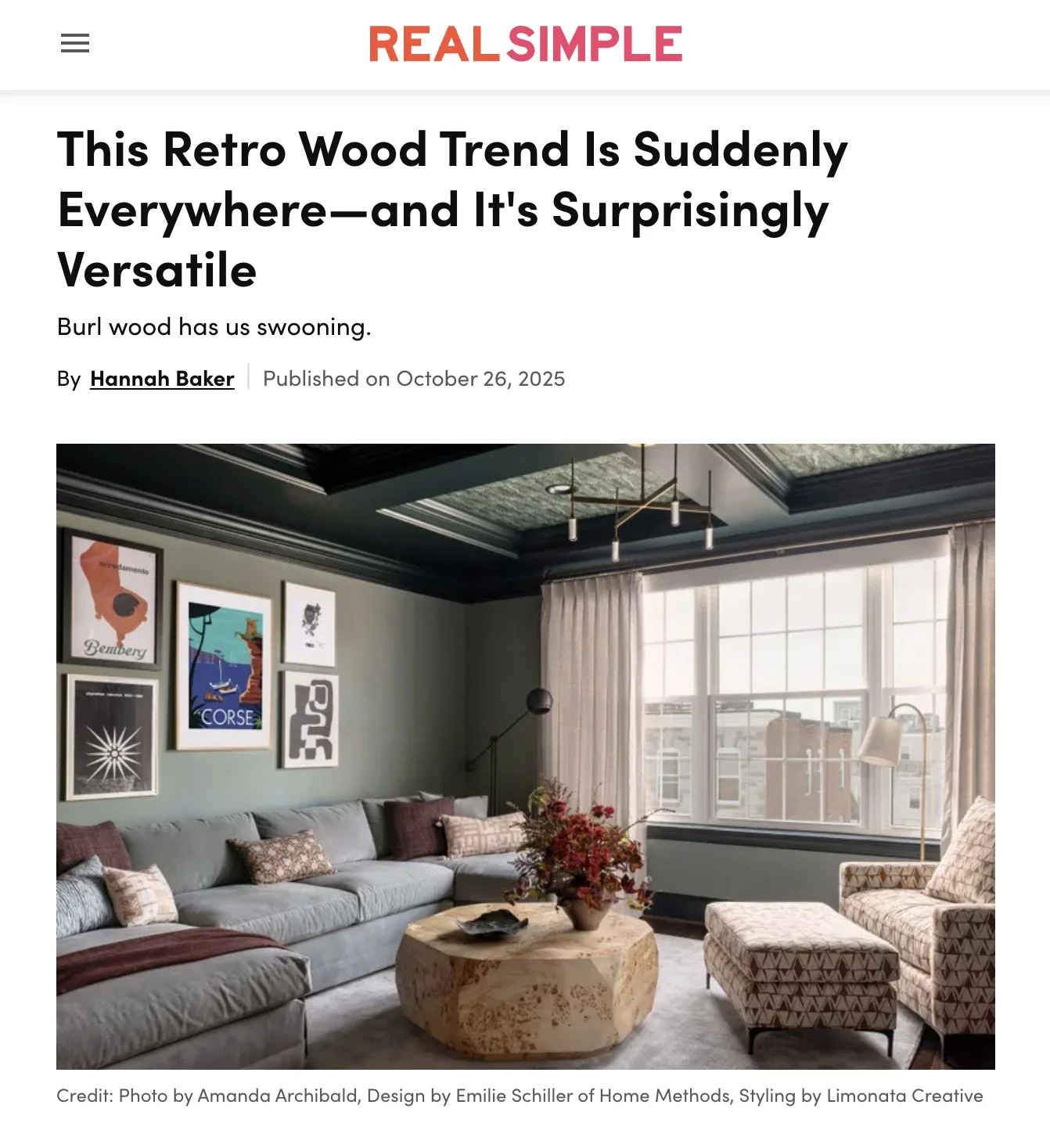 Real Simple | Oct '25 
Interior Designer: Home Methods | Photographer: Amanda Archibald | Interior Stylist: Limonata Creative | Decor: Prop Up Shop