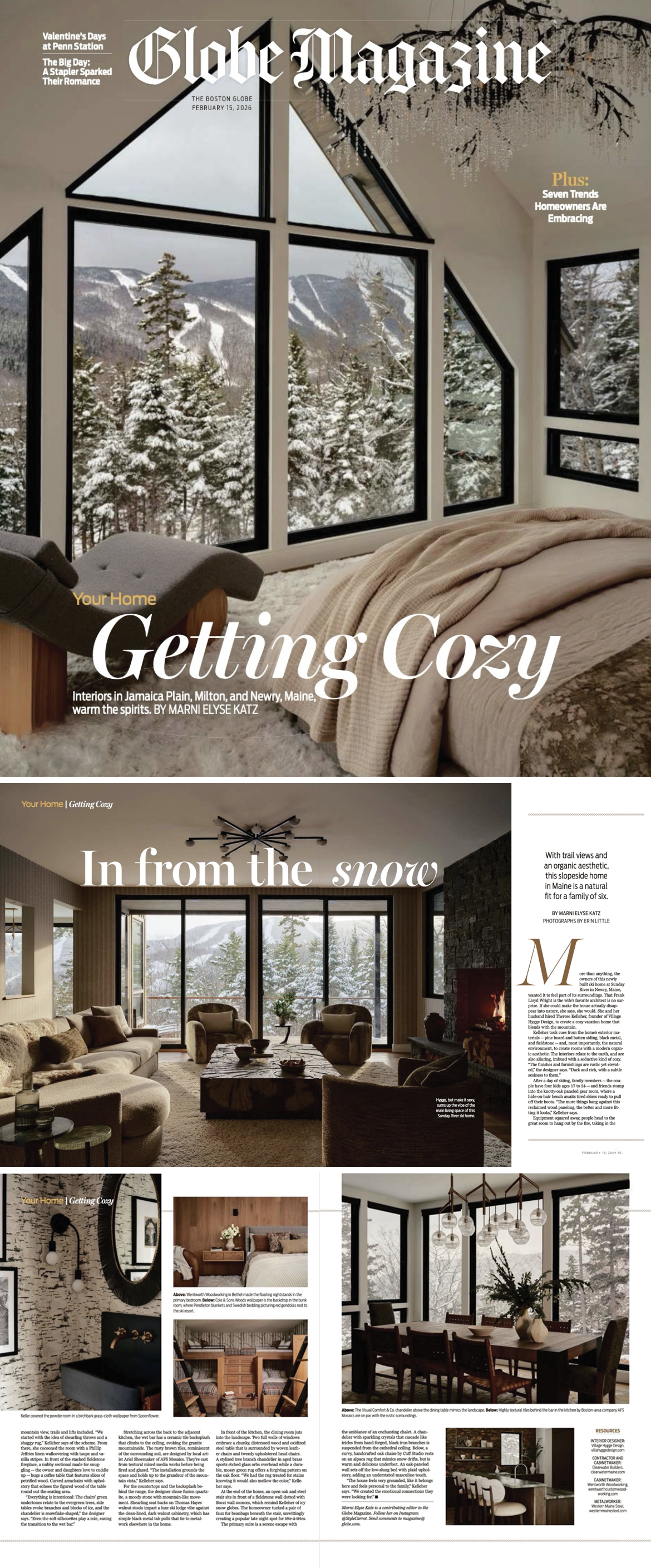  Boston Globe Magazine | Feb '26 
Interior Designer: Villa Hygge Design | Photographer: Erin Little| Interior Stylist: Limonata Creative | Decor: Prop Up Shop
