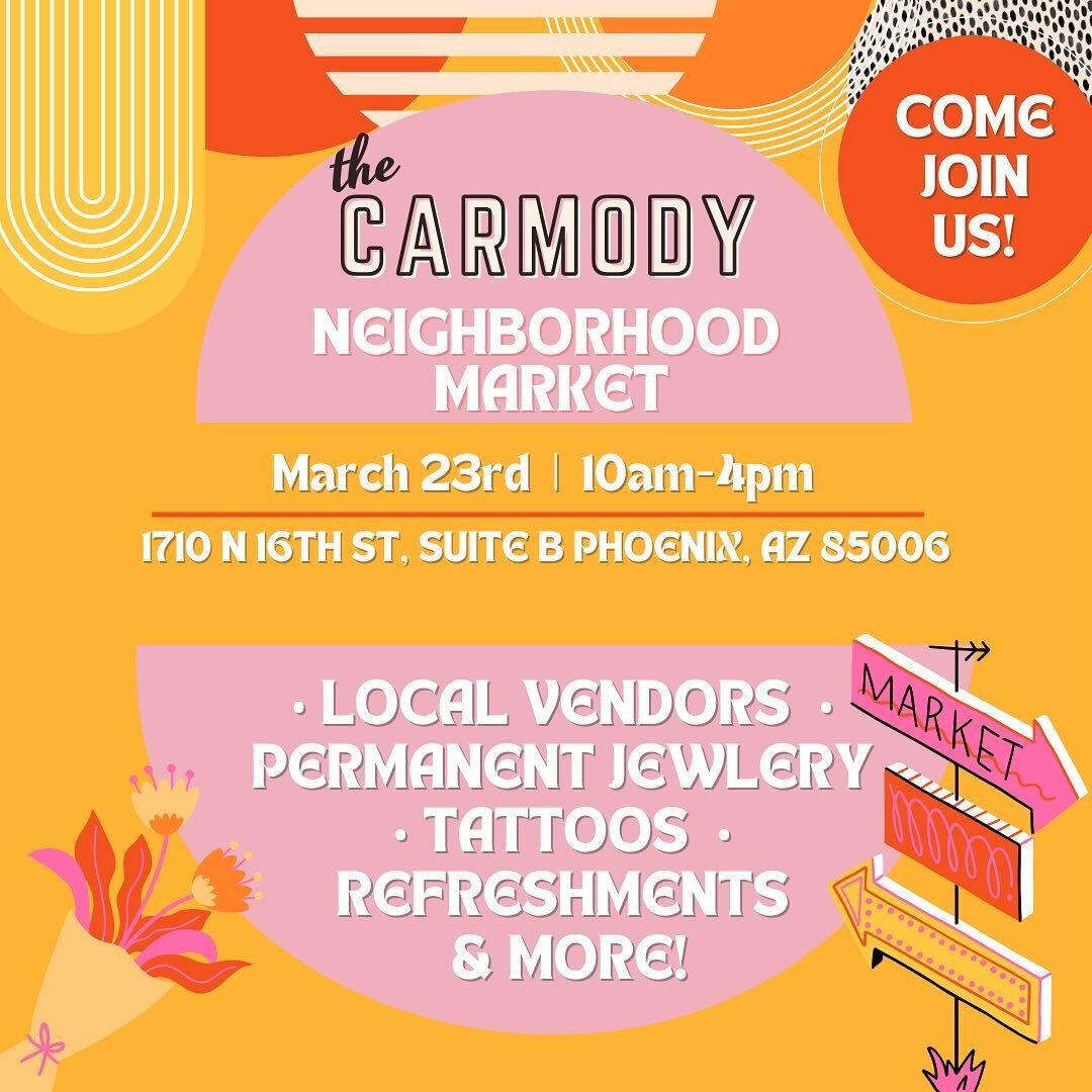 ✨🌵We are super excited to hang out at The Carmody for the Neighborhood Market this weekend! Come join us this Saturday, March 26th from 10am-4pm.🌵✨