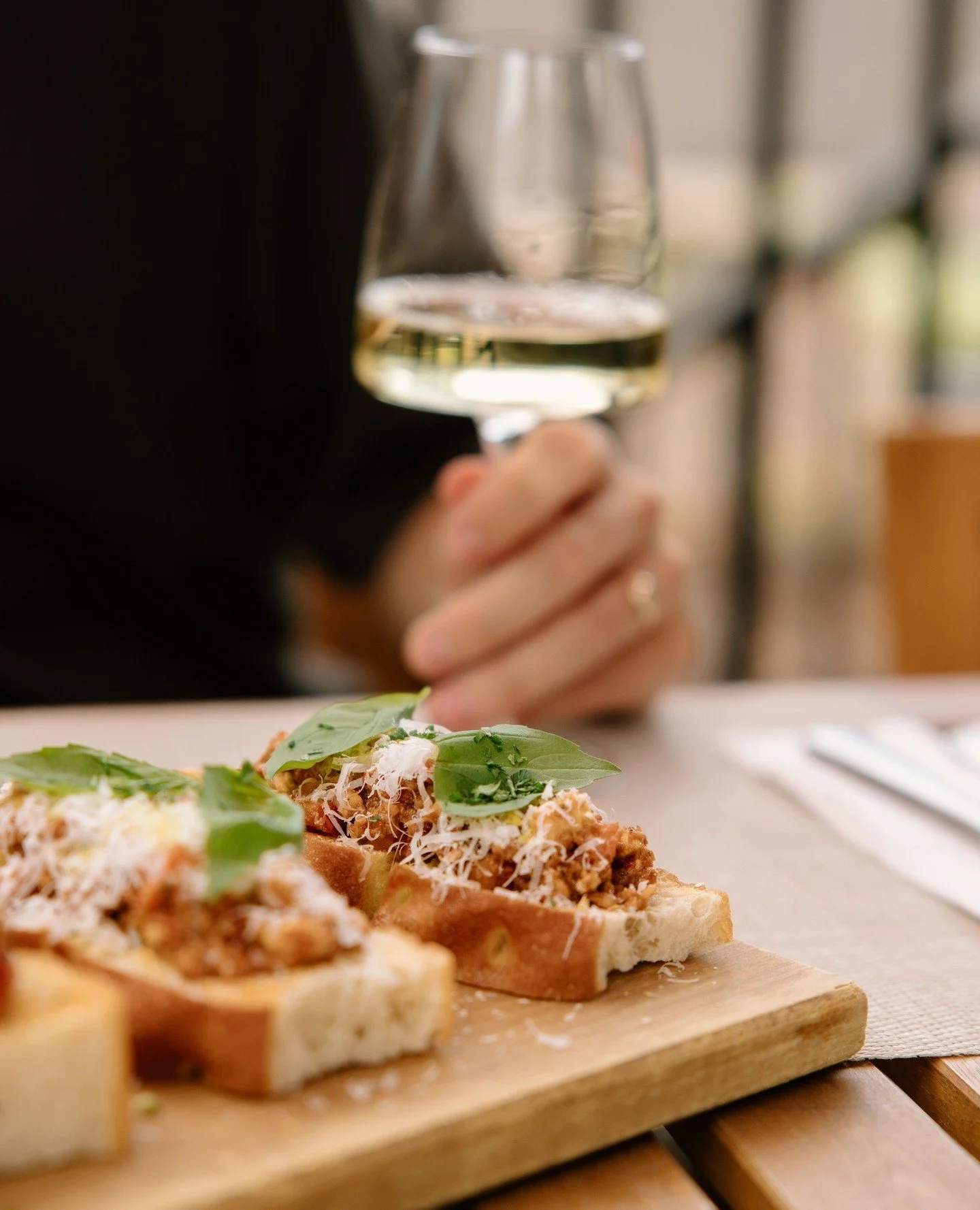 Summer skies and patio nights may have passed, but our bruschetta is always in season. Fresh, flavourful, and ready to brighten any table. 🥖🍅⁠
⁠
Pro tip - even better with a glass of wine in hand.