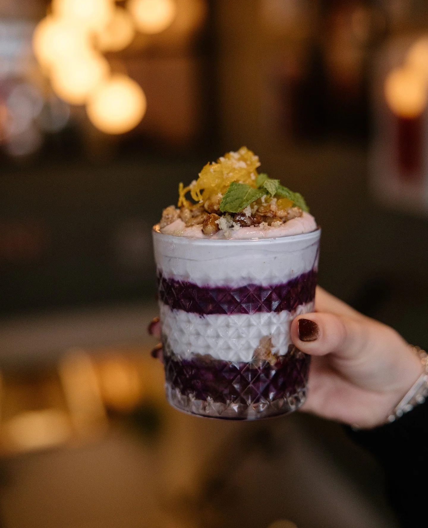 Our Concord Grape Cheesecake is a dreamy mix of citrusy mascarpone, vanilla pound cake, and housemade Concord grape coulis. Topped with candied walnuts, orange peel, and fresh mint.⁠
Made with the last of the season&rsquo;s grapes from our friends at
