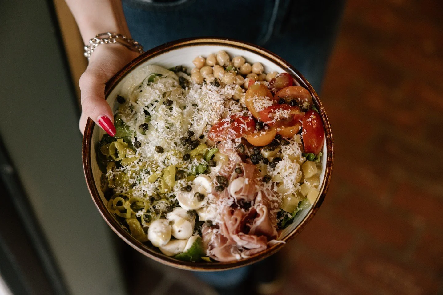 Fresh, crisp, and full of flavour. Our new feature Chop Salad is officially on the menu for a limited run. Think classic Italian deli vibes in every bite.⁠
⁠
Romaine, grape tomatoes, pickled beets, prosciutto, bocconcini, fennel, chickpeas, pepperonc