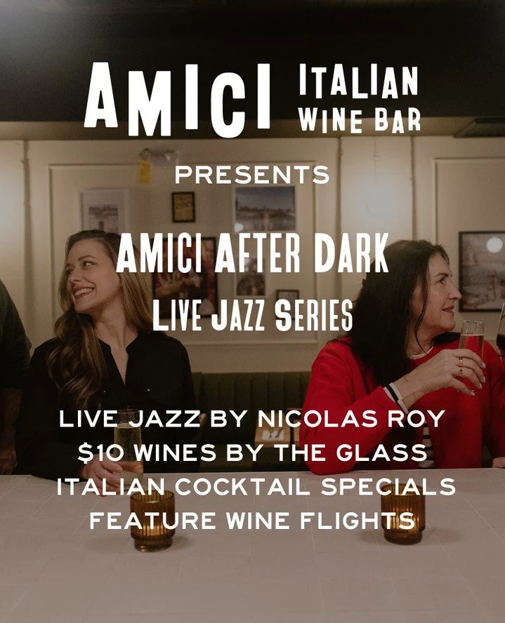 Join us on Friday, Mar 20th for Amici After Dark... Live Jazz Series.⁠
⁠
Nicolas Roy will be performing live jazz for a two-hour live set starting at 8pm, where the atmosphere is sophisticated and the drinks stay flowing.⁠
⁠
Ticket Options:⁠
Just the