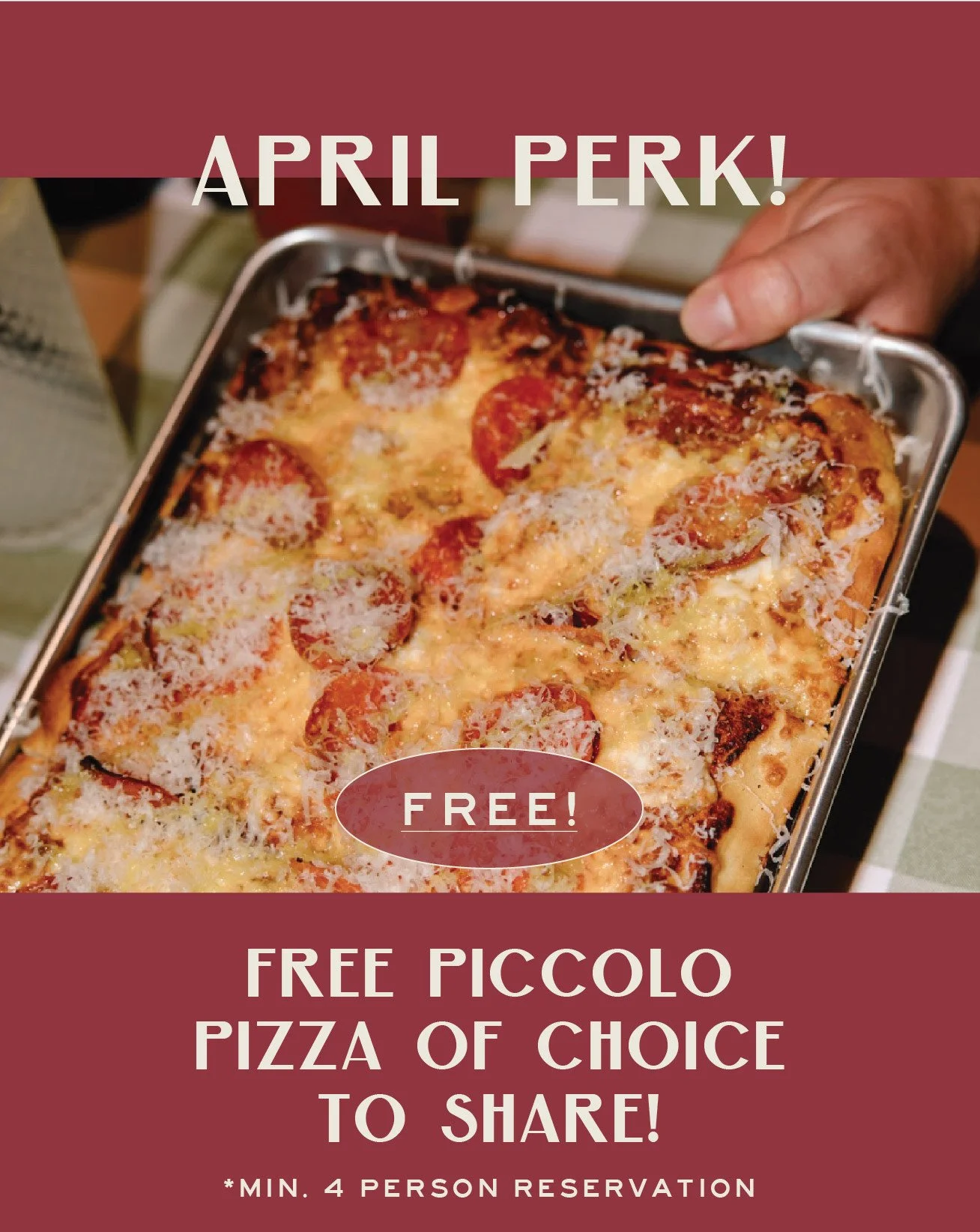 April Supper Club perk, just for our members 🍕⁠
Enjoy a Piccolo Pizza of your choice to share when you dine with a group of four or more. A little something extra for the table, because meals like these are meant to be shared.⁠
⁠
Membership bookings