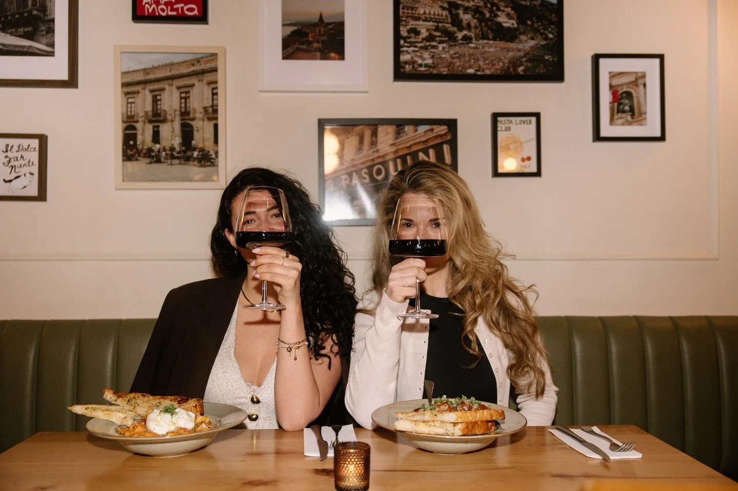 Need a reason to plan a midweek date night?⁠
How about a complimentary glass of wine with any entr&eacute;e or pasta purchase. 🍷⁠
⁠
Available every Wednesday. Link in bio to book your table.
