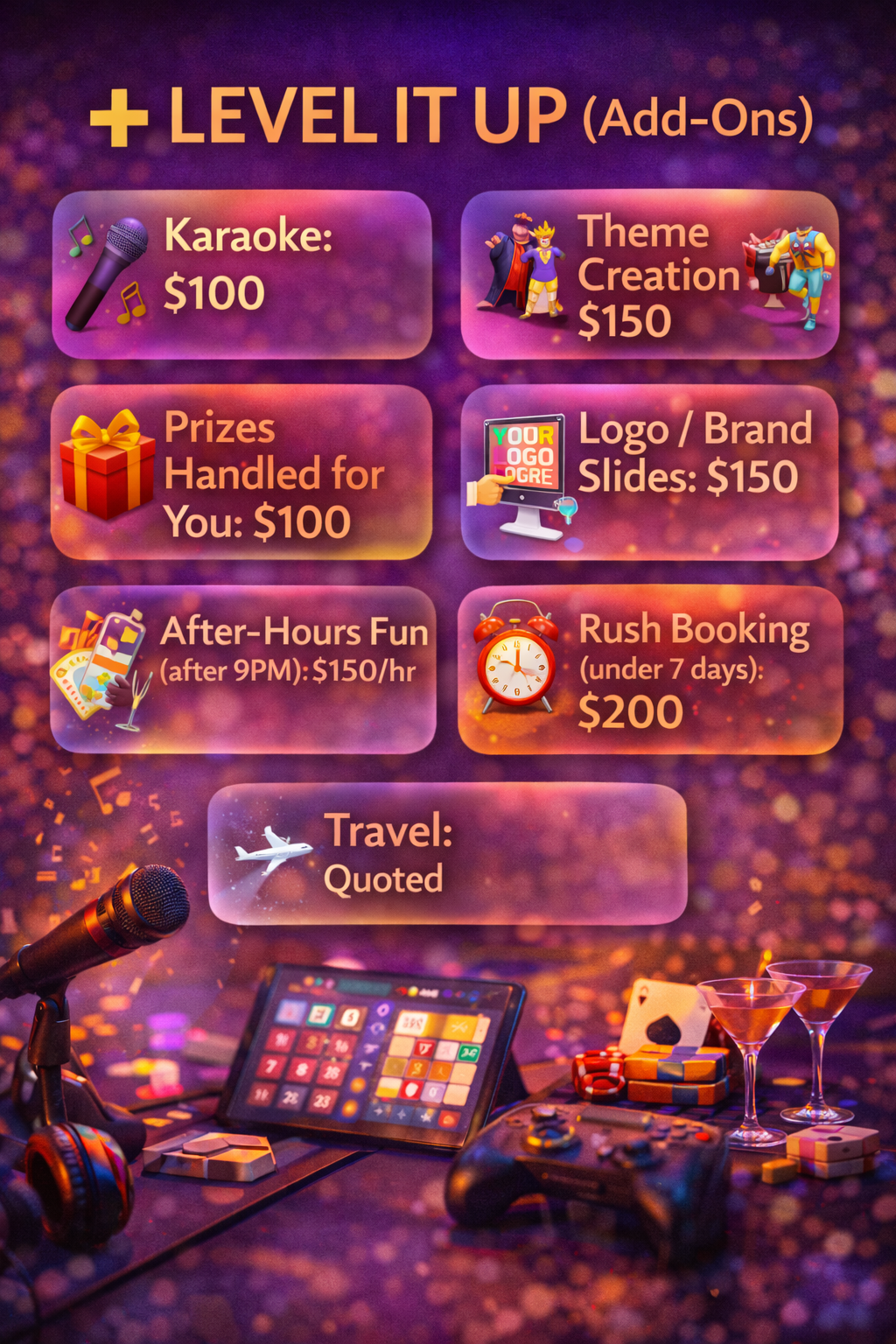 Game Queen Add Ons for Packages