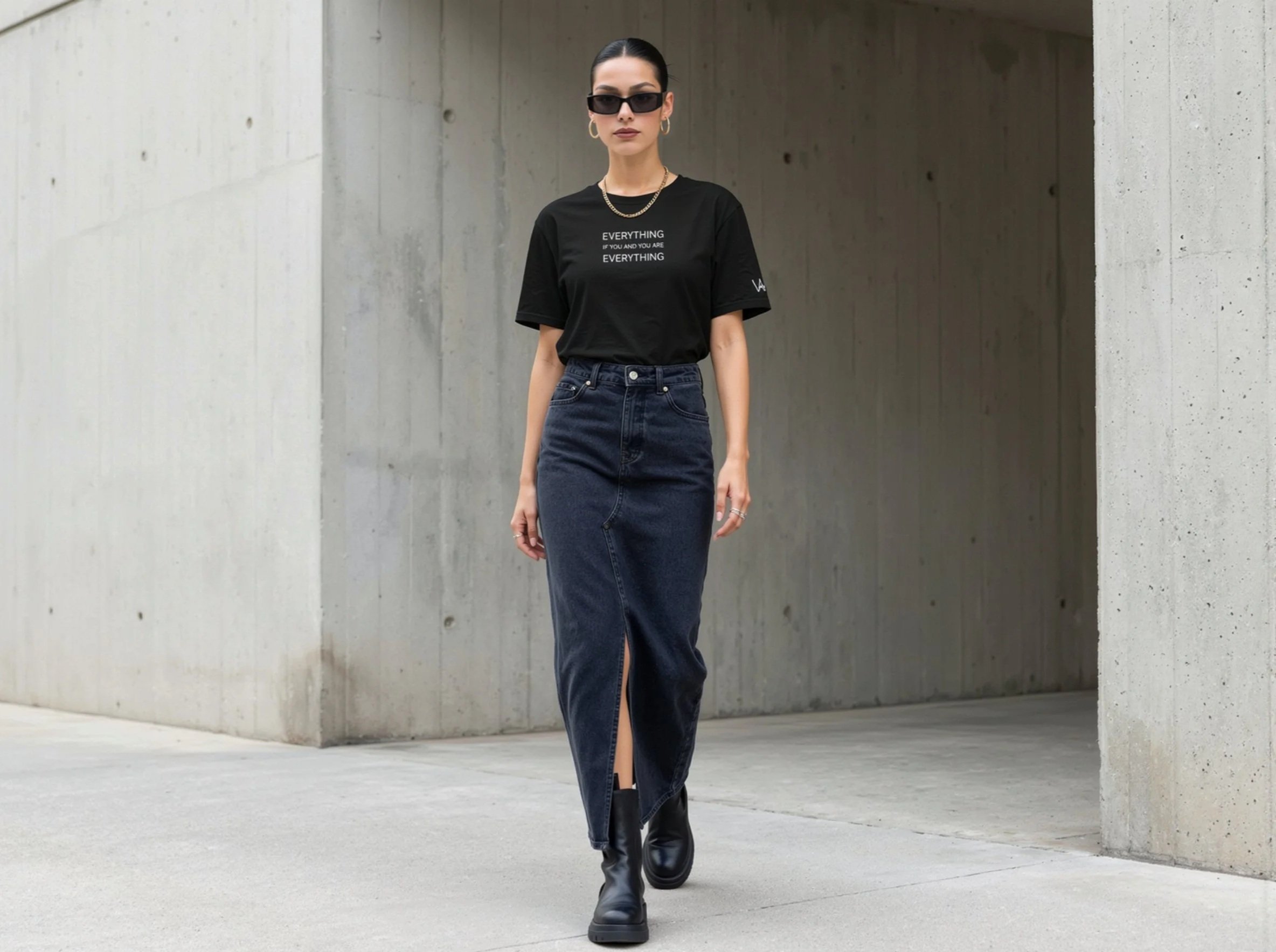 You Are Everything Embroidered Tee – Black