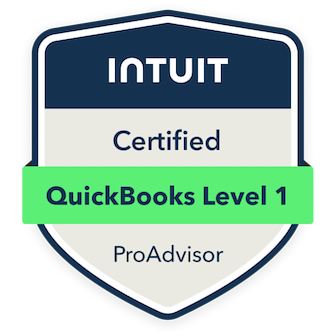 Intuit Certified QuickBooks Level 1 ProAdvisor badge