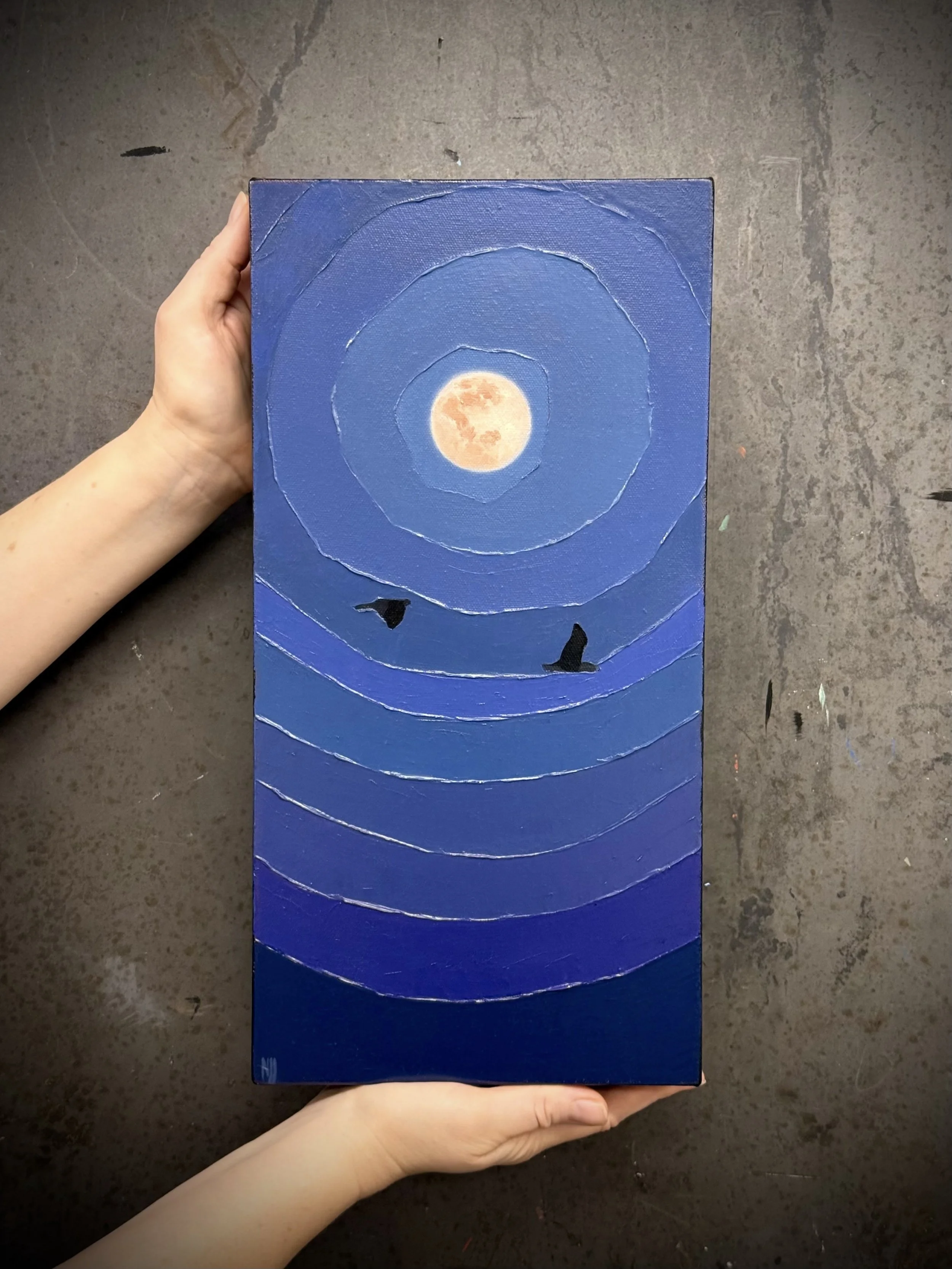 Together - Moon Study / Original Oil Painting