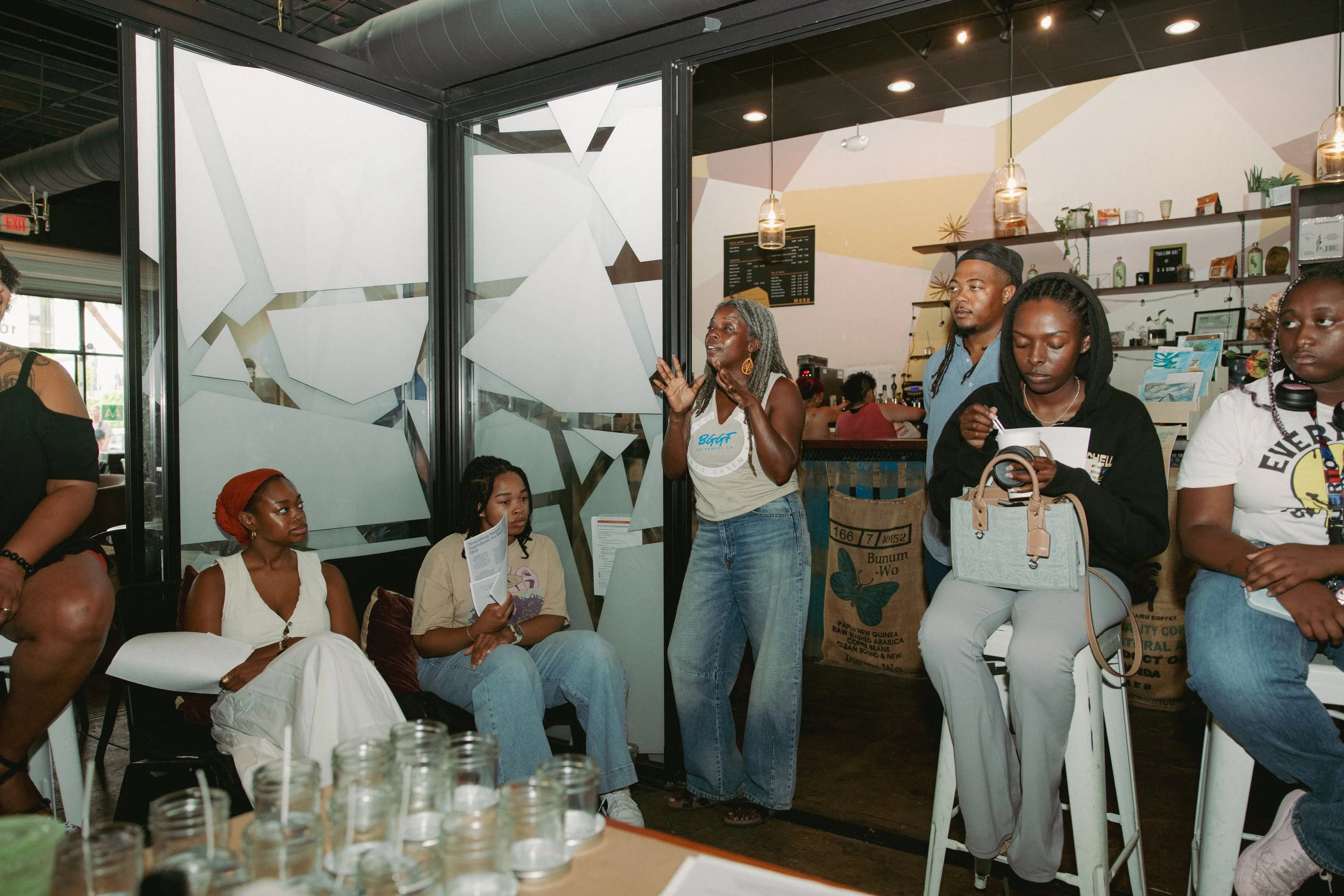 "The Root", in the words of Herb N Sound, "a dynamic workshop on holistic Black hair care". I made the best smelling hair oil. I was hurt when it ran out but at least I know to make more and in this space education matters the most. 