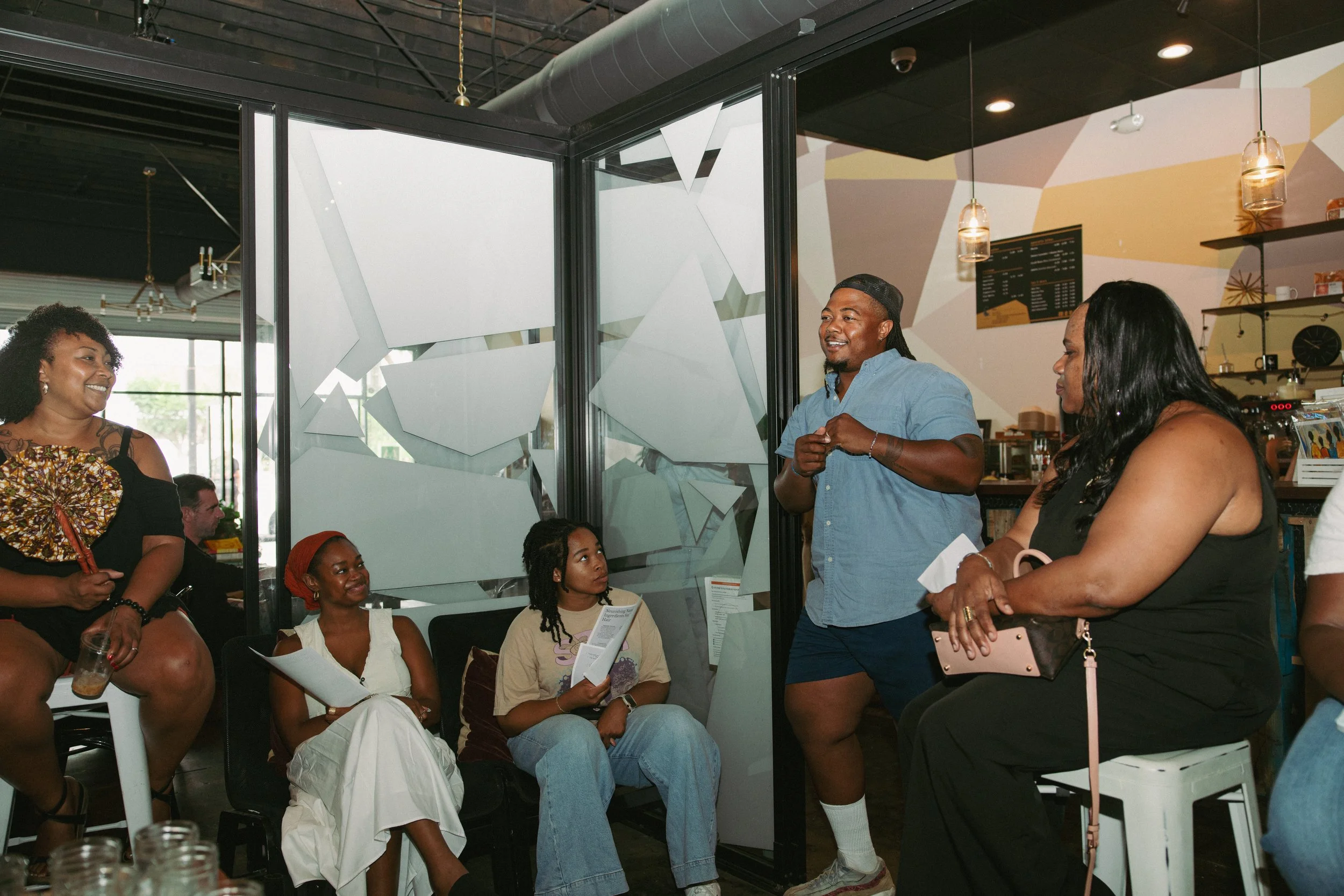 "The Root", in the words of Herb N Sound, "a dynamic workshop on holistic Black hair care". I made the best smelling hair oil. I was hurt when it ran out but at least I know to make more and in this space education matters the most. 