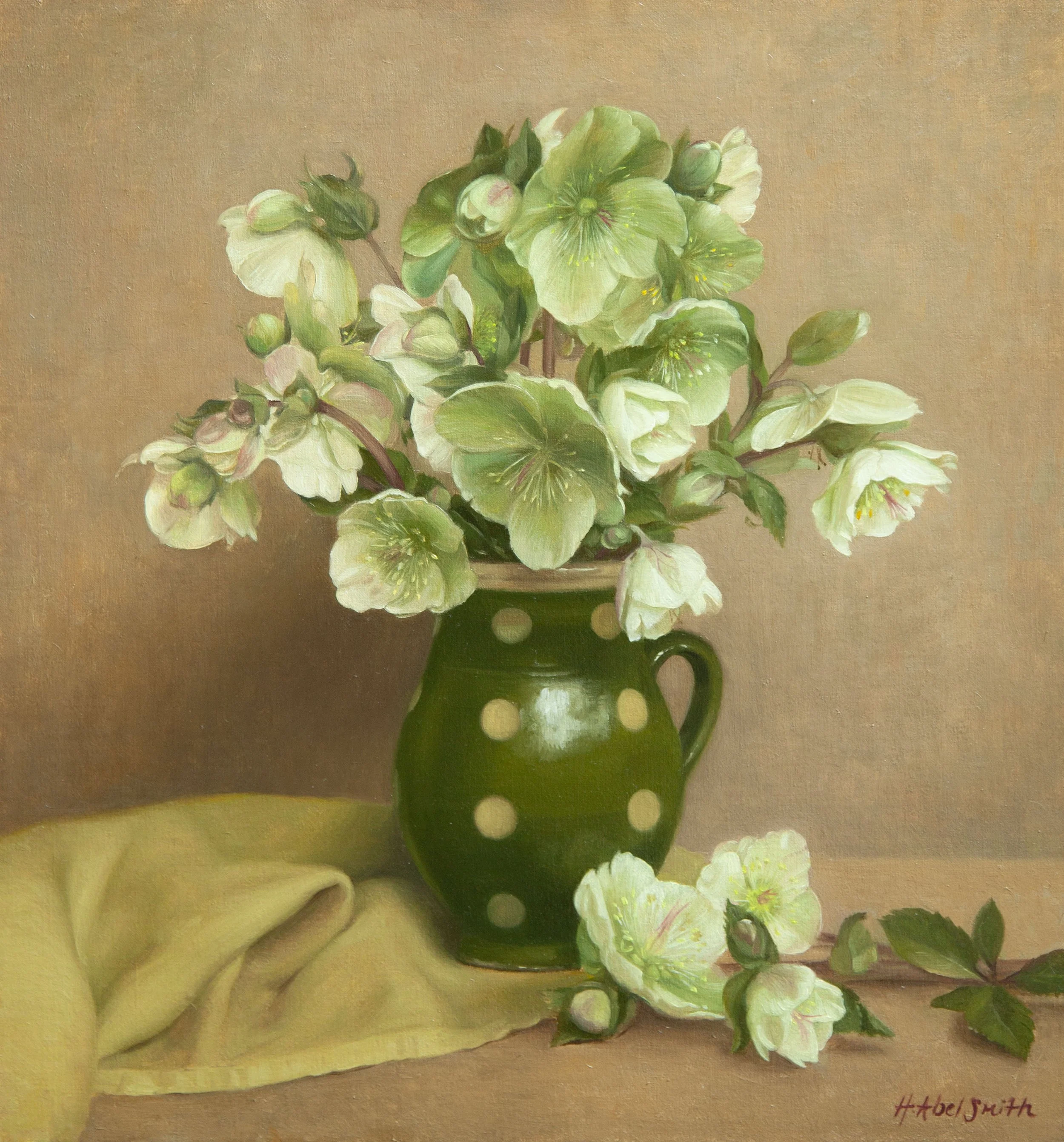 White Hellebores in Green Spotty Jug.jpg