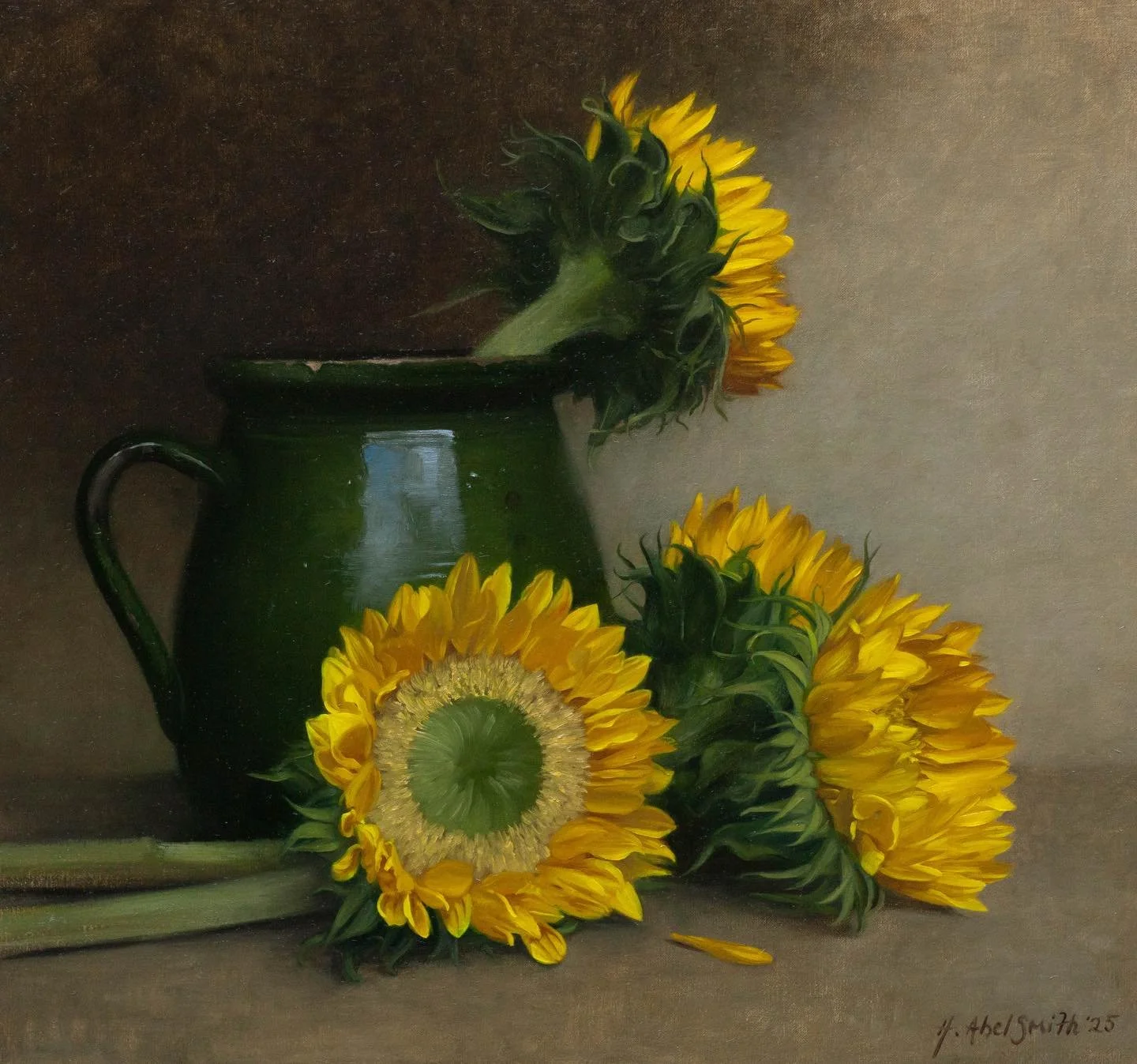 Sunflowers, 15 x 16 inches, oil on canvas. New work being put up for sale on my website tomorrow, Sunday 14th December, at 7pm GMT