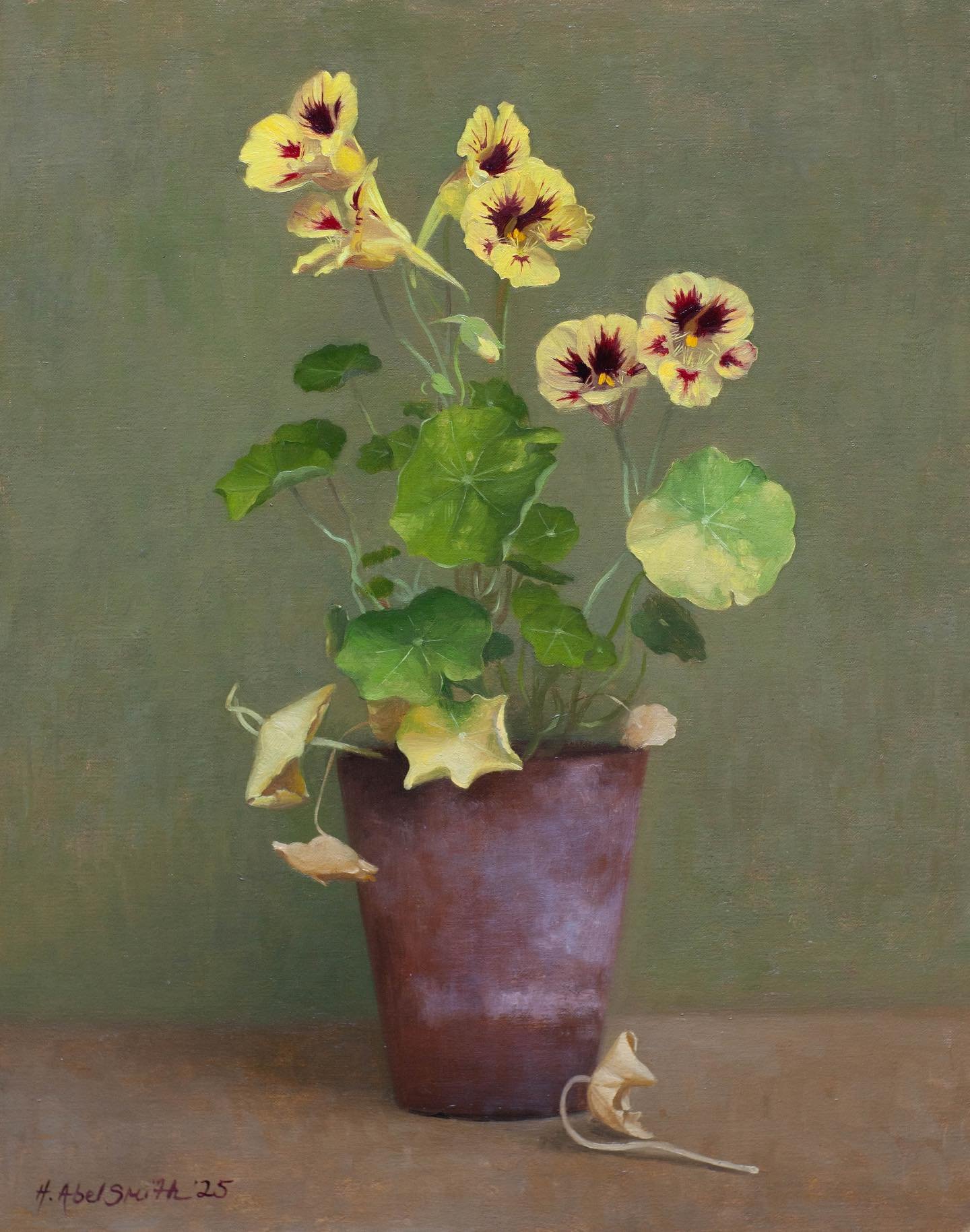 Nasturtiums, oil on canvas, painted last summer