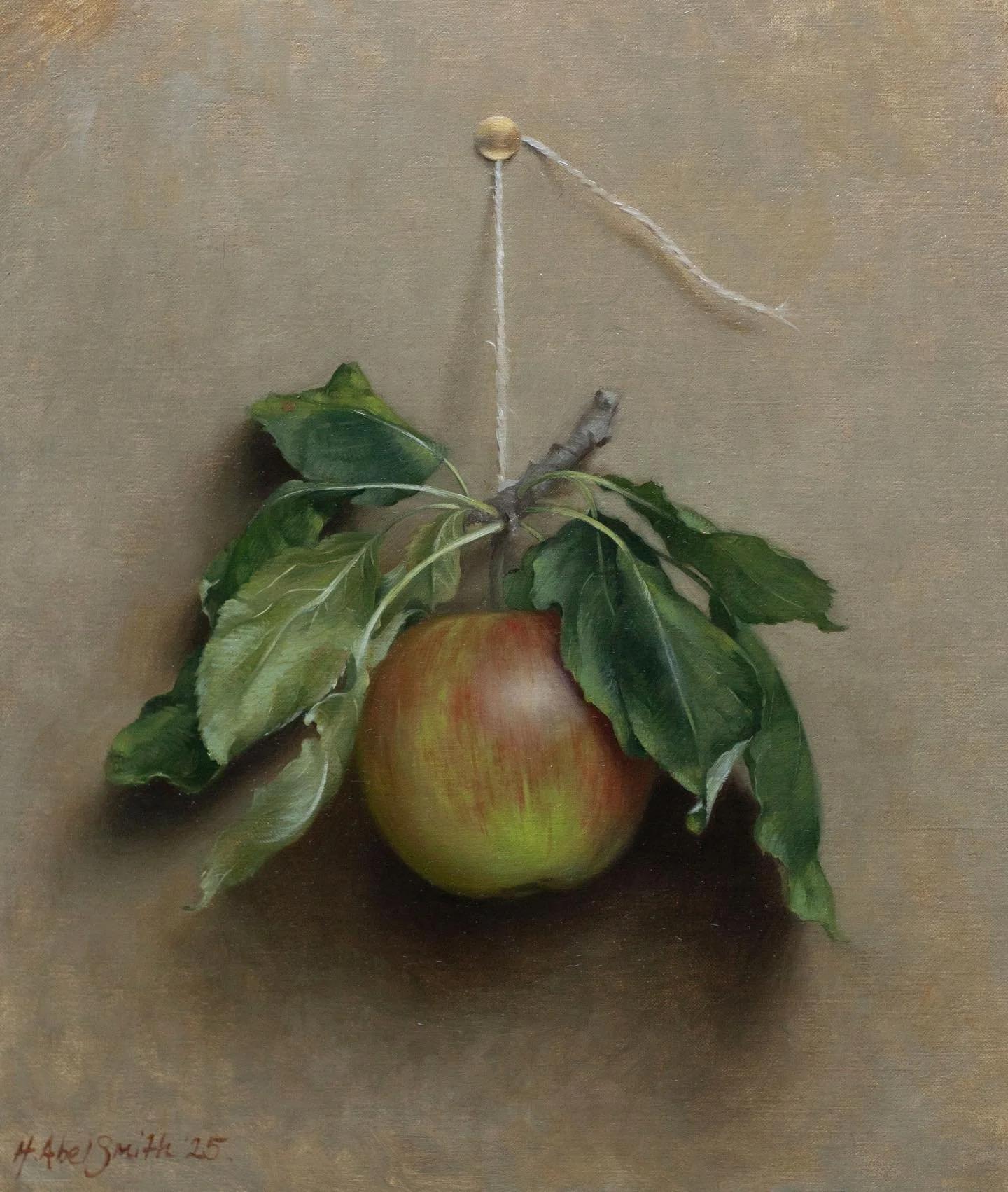Hanging Apple, oil on canvas