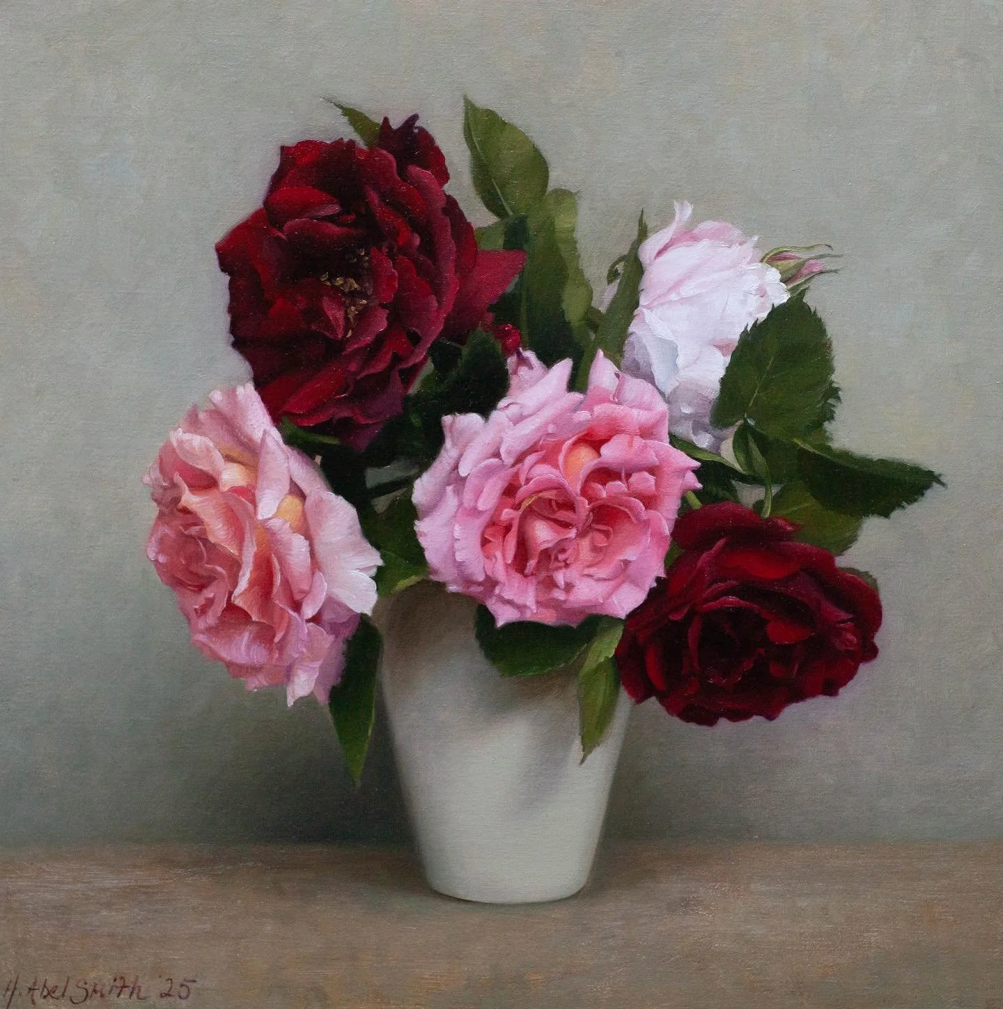 Autumn Roses, 15 x 15 inches, oil on canvas