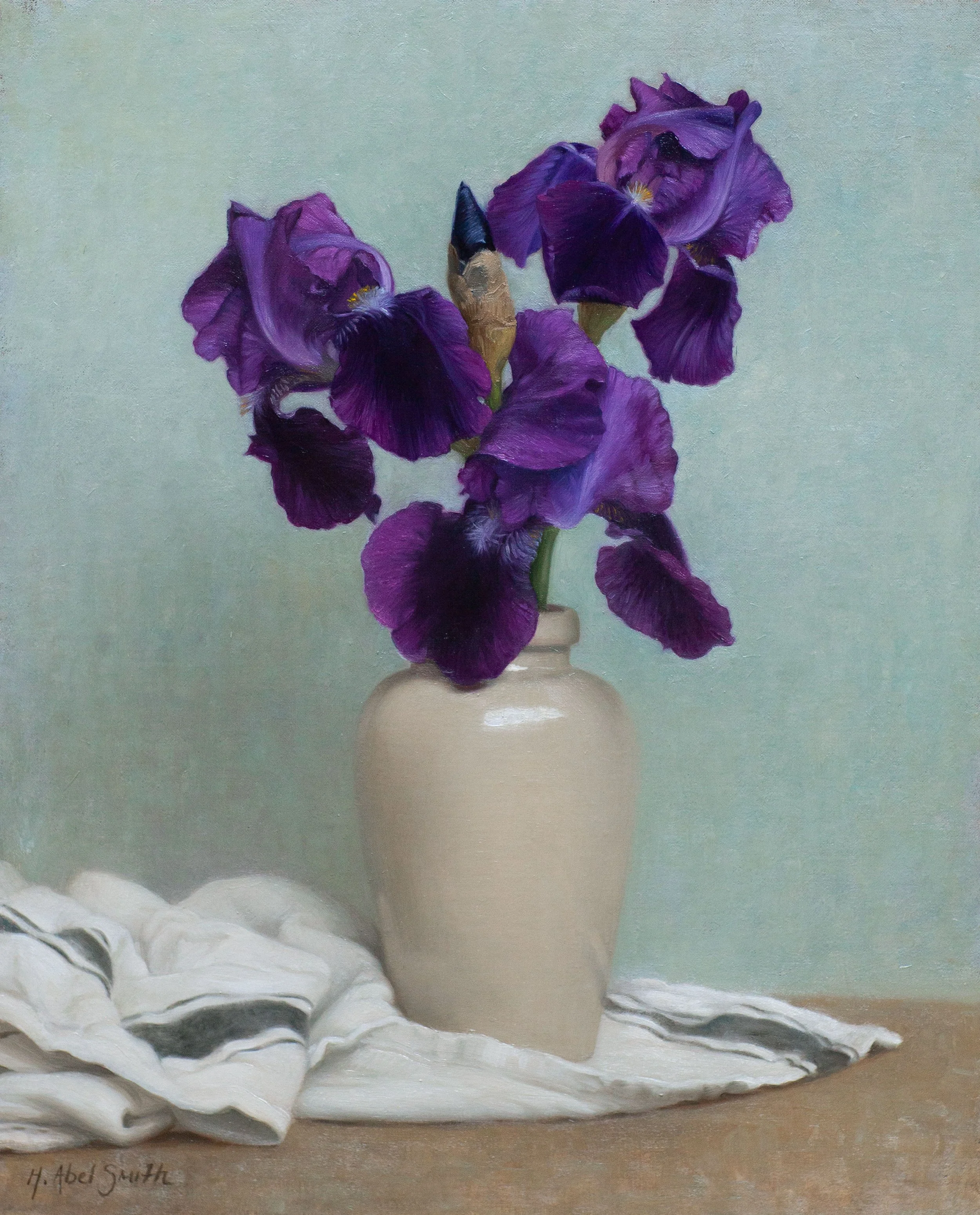 'Iris and Cloth', 13 x 16 inches, oil on canvas, £2900 inc VAT (needs a couple of weeks to dry before shipping) SOLD