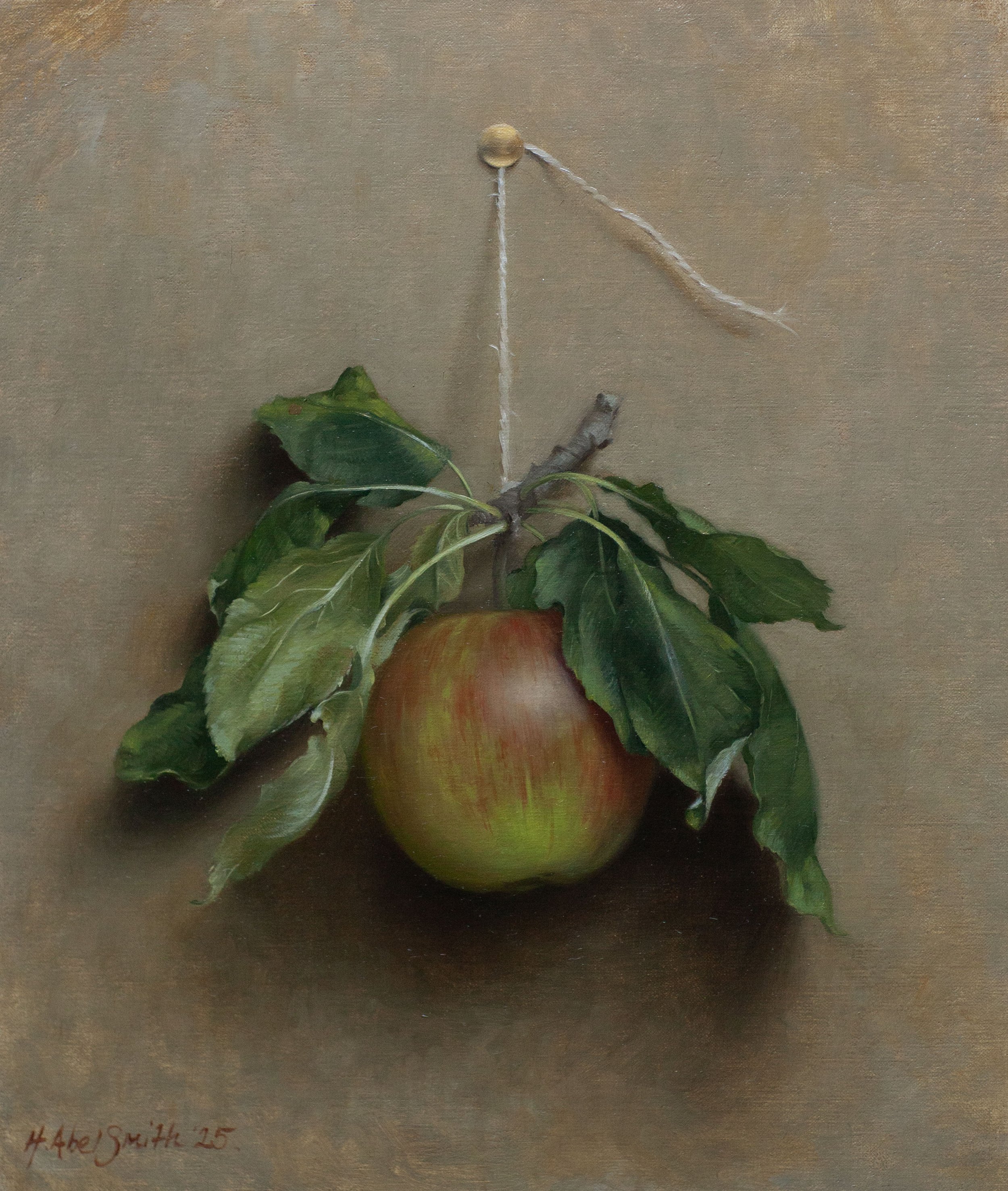 'Hanging Apple', 13 x 11 inches, oil on canvas, £2000 inc VAT SOLD