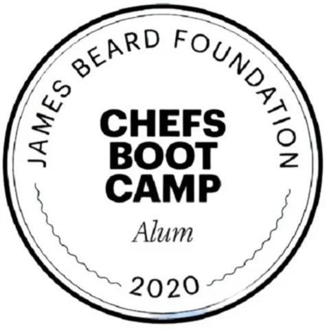 A circular emblem for James Beard Foundation Chefs Boot Camp Alumni 2020.