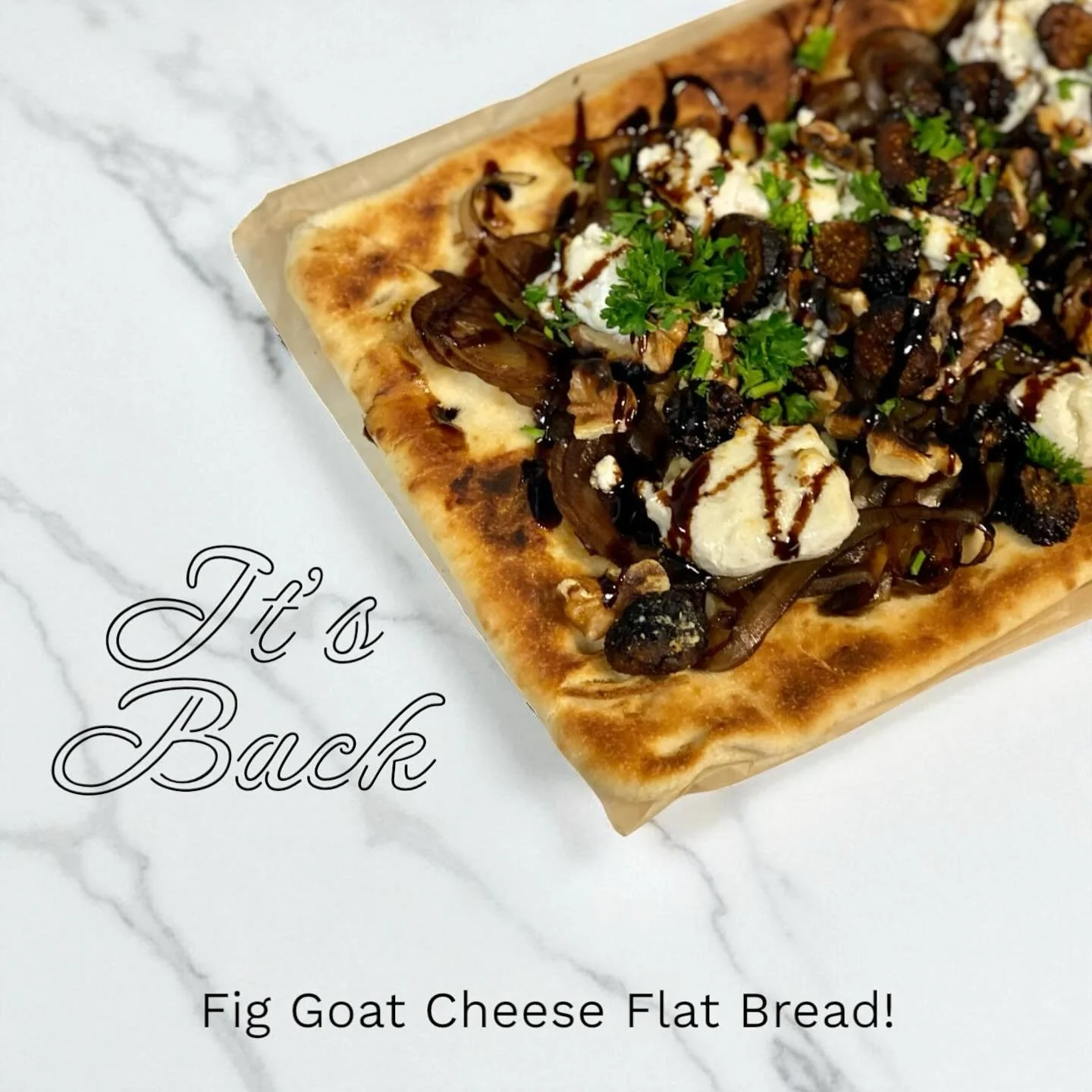 ✨ It&rsquo;s Back&hellip; But Only for a Limited Time! ✨

Our Fig &amp; Goat Cheese Flatbread is making its seasonal return!
Caramelized onions, sweet figs, creamy goat cheese, toasted walnuts, fresh herbs, and a drizzle of balsamic glaze &mdash; all