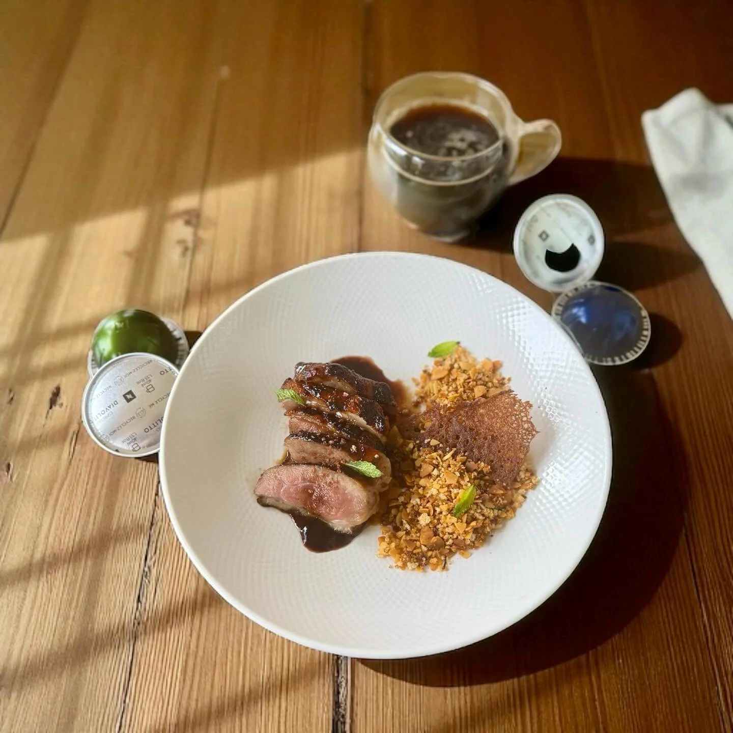 ⸻
✨ Two-Day Exclusive at Cedars Caf&eacute;
Coffee-Rubbed Duck Breast | Available Today &amp; Wednesday Only

A dish that speaks in roasted tones and savory whispers:

&mdash; Espresso-lacquered duck breast, pan-seared to crisp the skin, then brushed