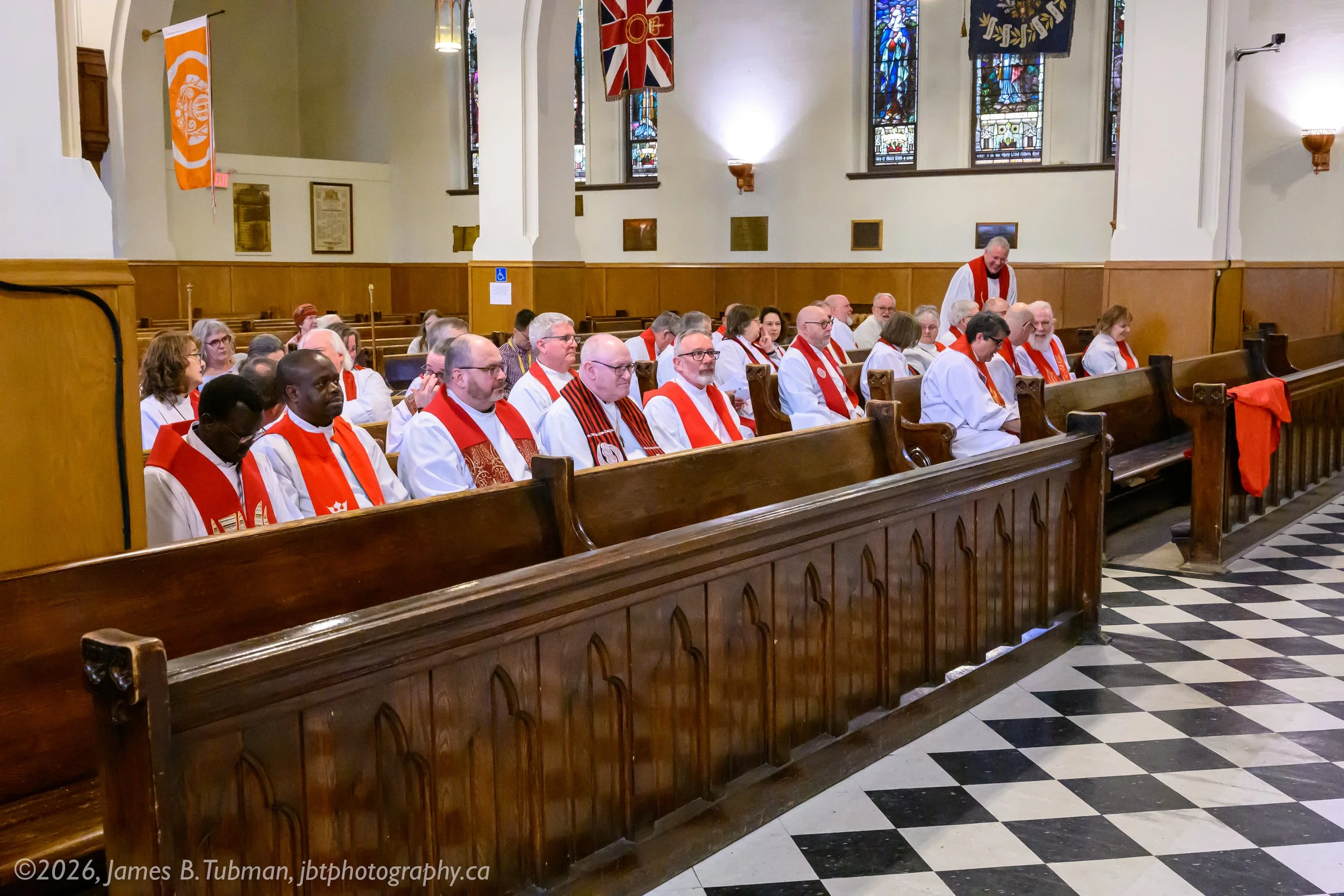 Assembled clergy waiting for the service to begin.