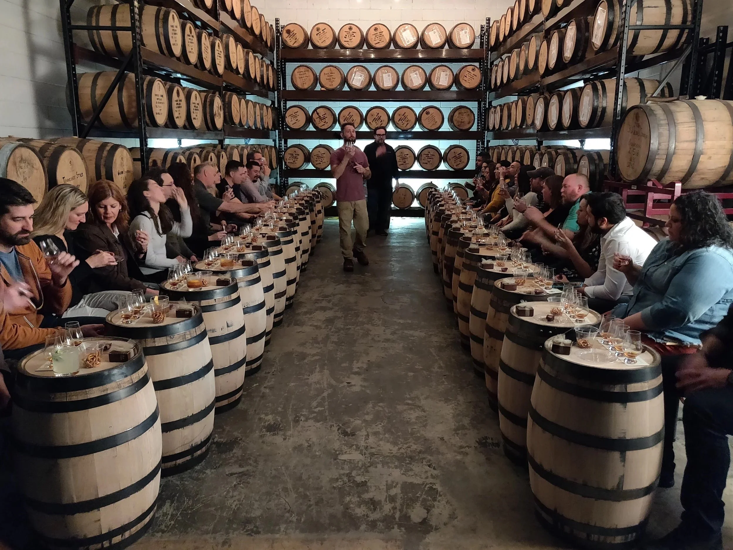Ranger Creek Distilling barrel room tour group.jpg