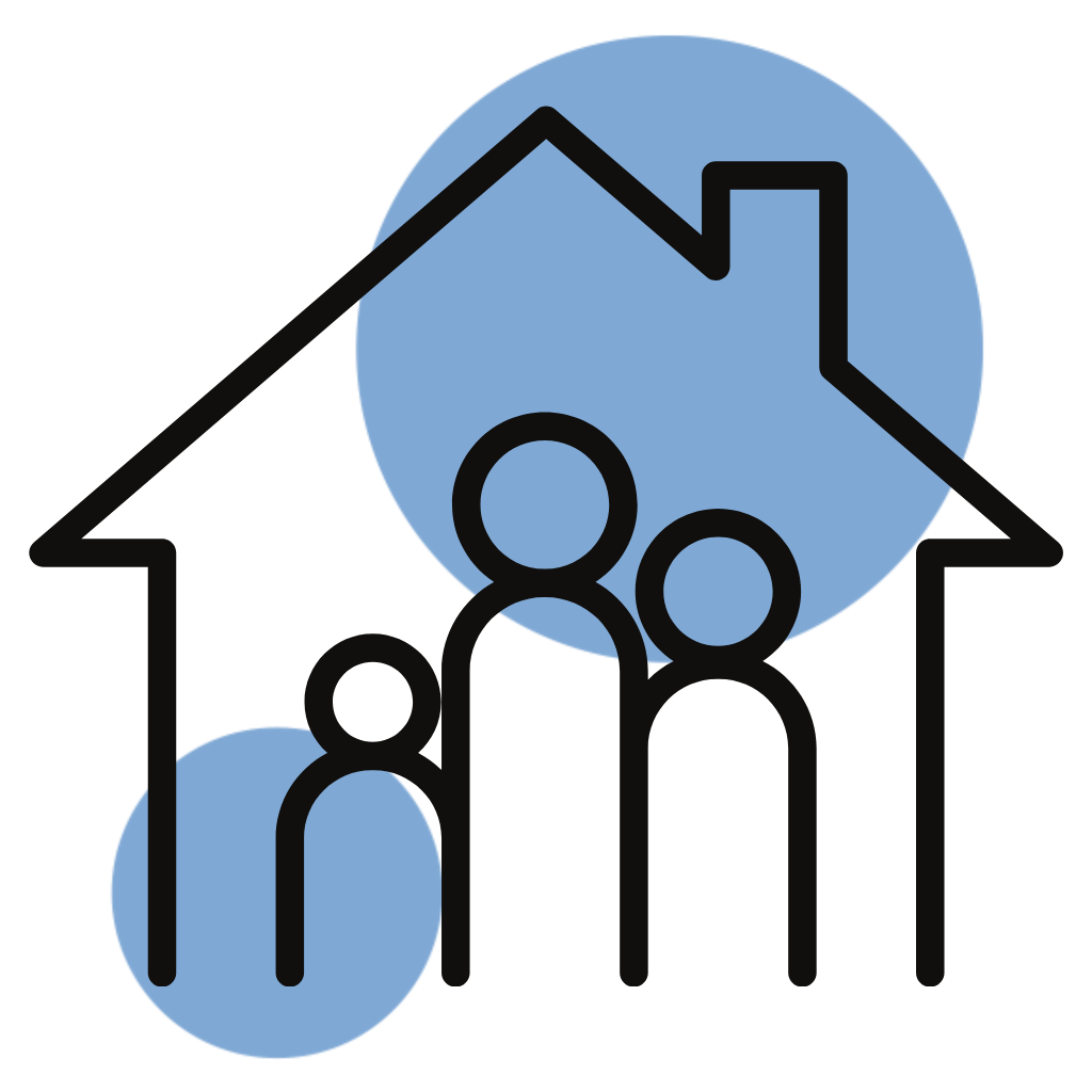 Icon of a family office with SAM Logo marque in the background