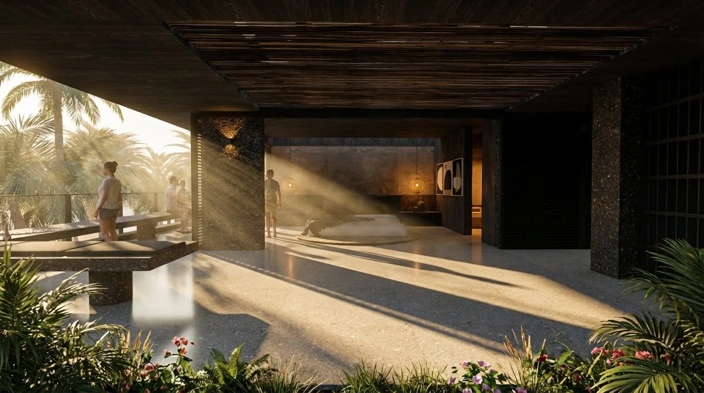 Room in tropical, brutalist house in Puerto Escondido