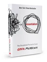 Cover of the book 'Essentialism' by Greg McKeown, featuring tangled scribbles and a simple circle design.