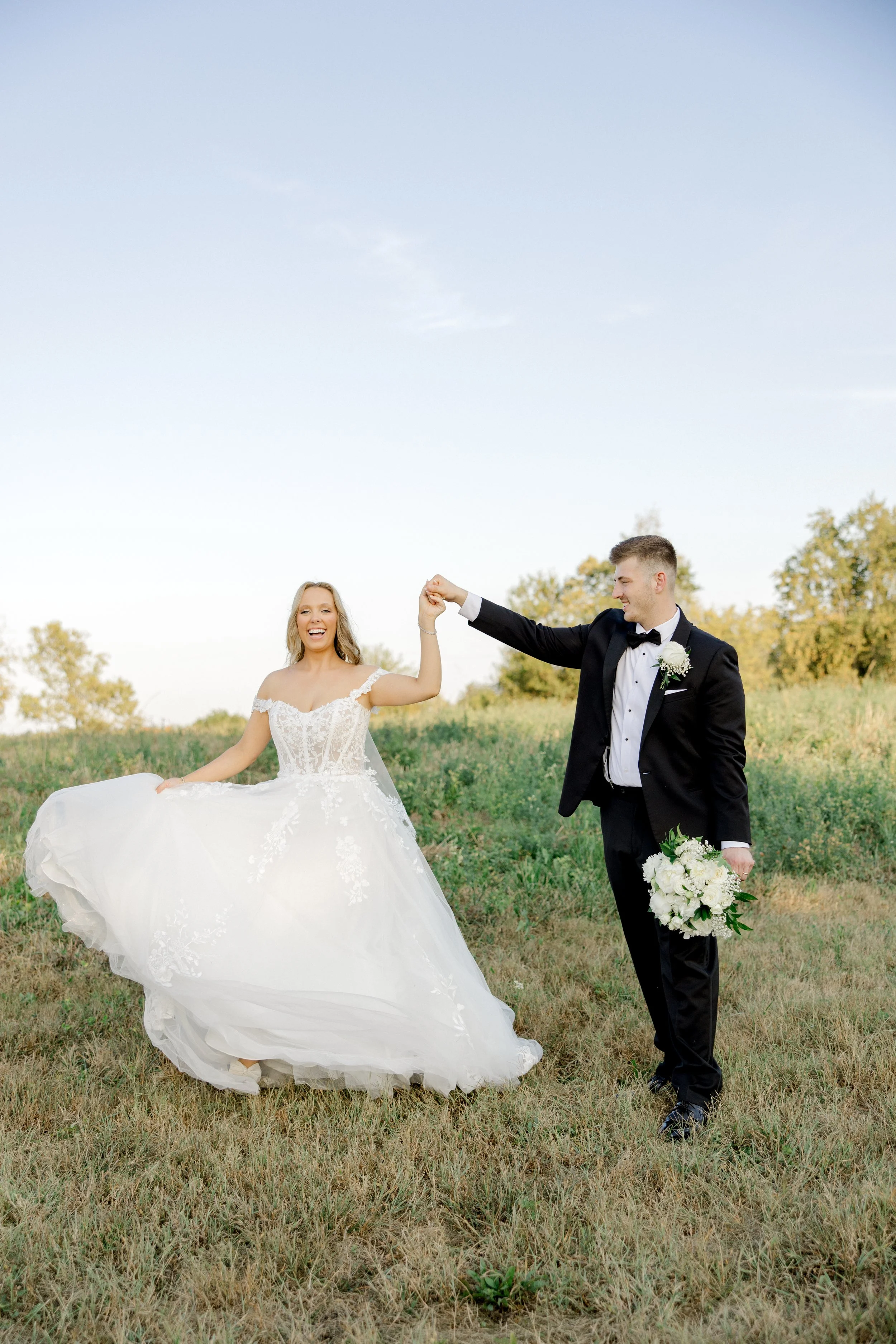 Bride and groom portrait during a Kentucky barn wedding