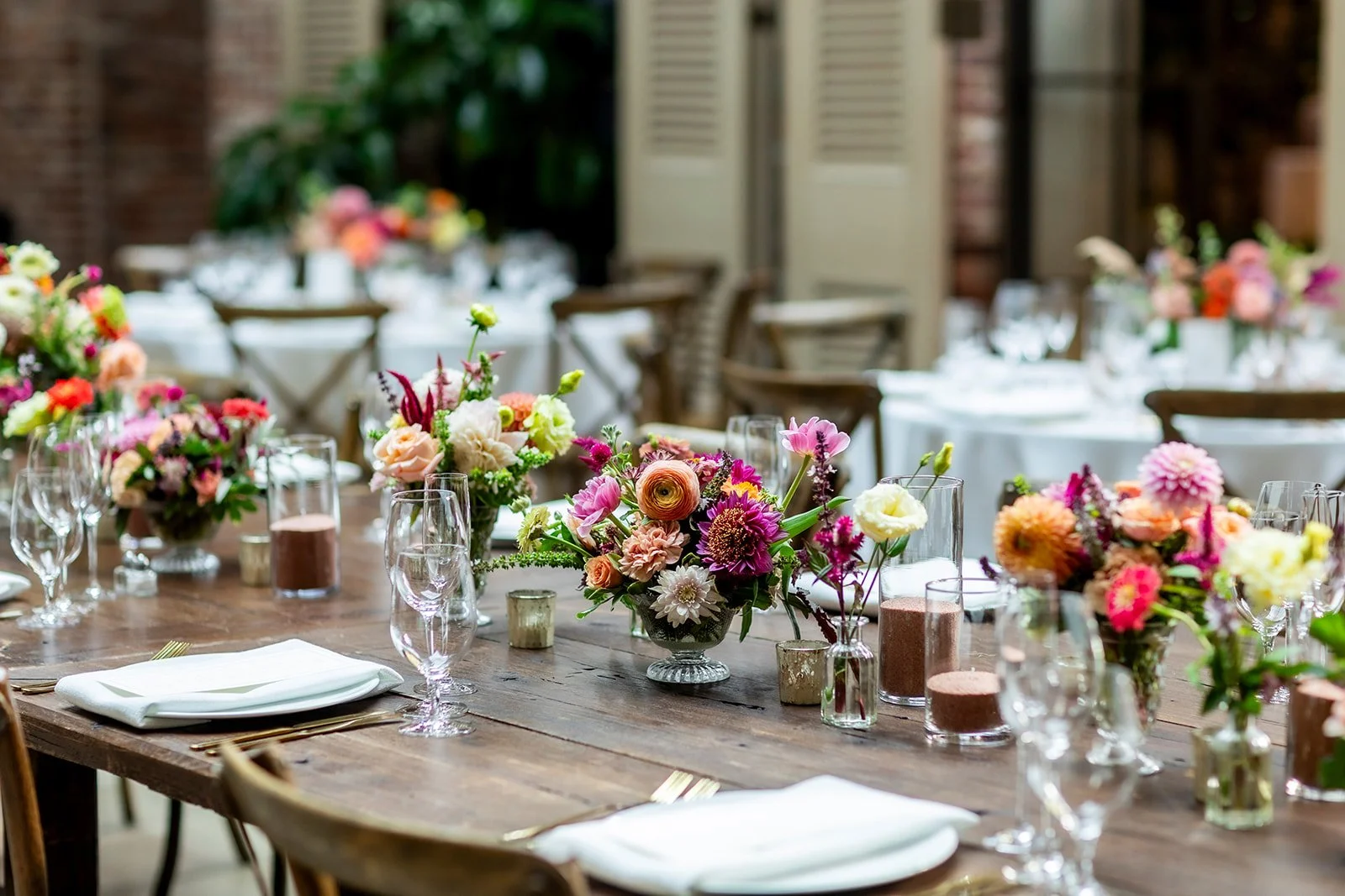 Vibrant floral tablescape at a Lexington wedding