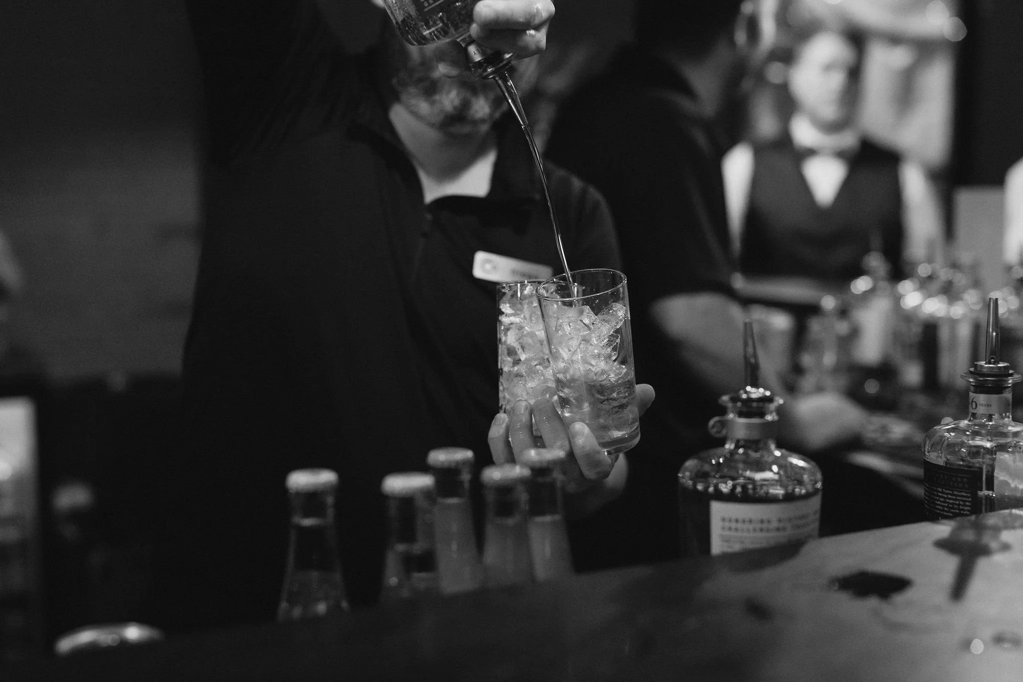 Drinks being poured at a wedding reception