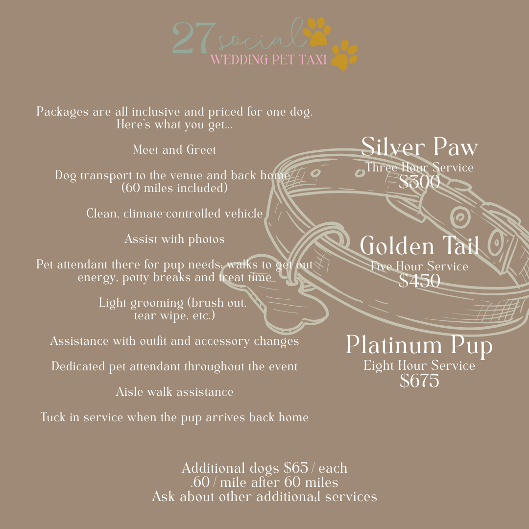 Pricing for wedding pet taxi services