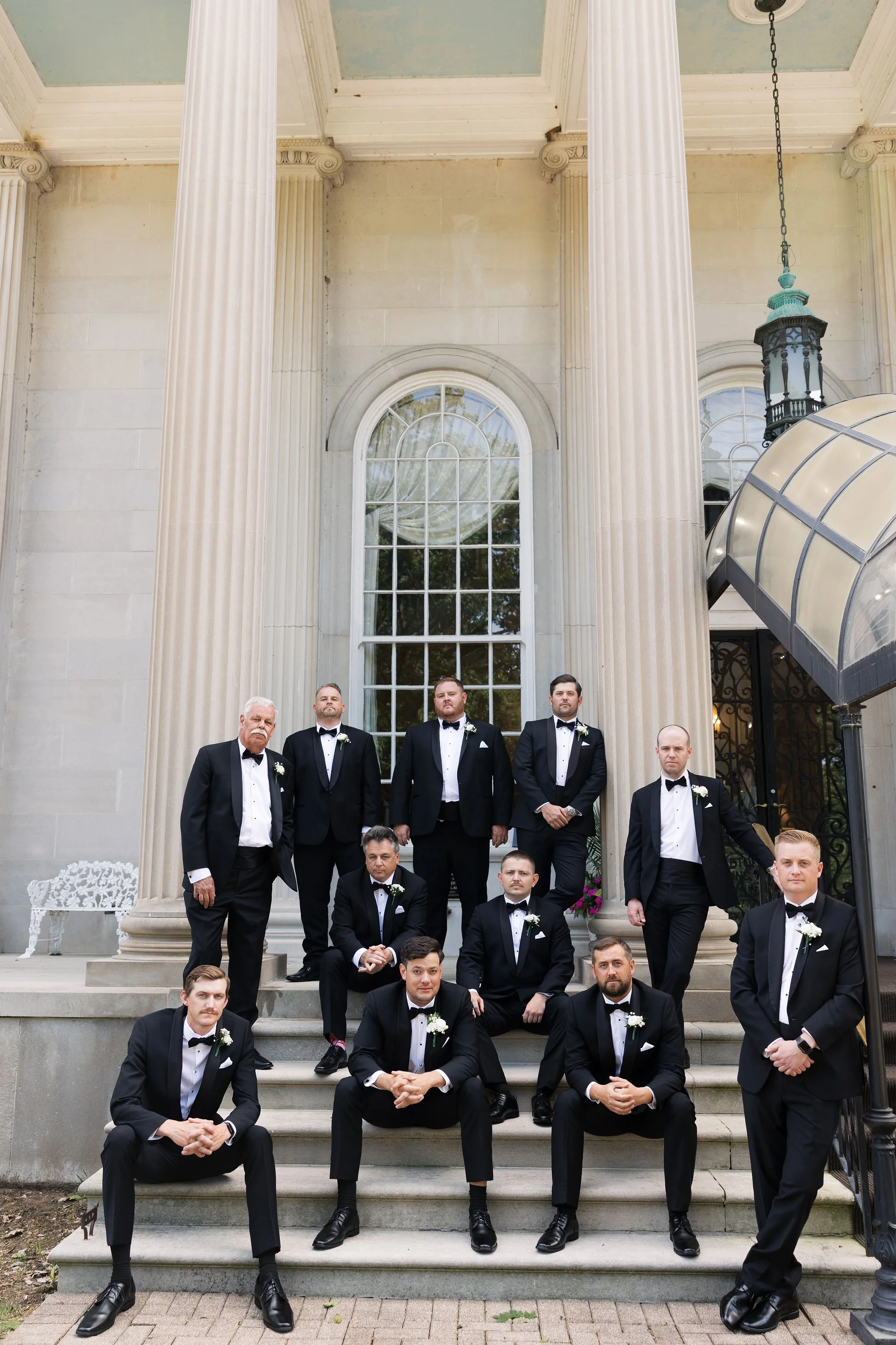 Groom and groomsmen at Spindletop Hall before the ceremony