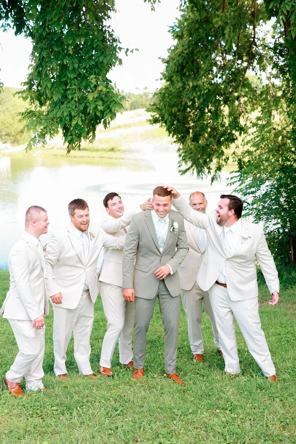 Groomsmen portraits before an outdoor Kentucky wedding