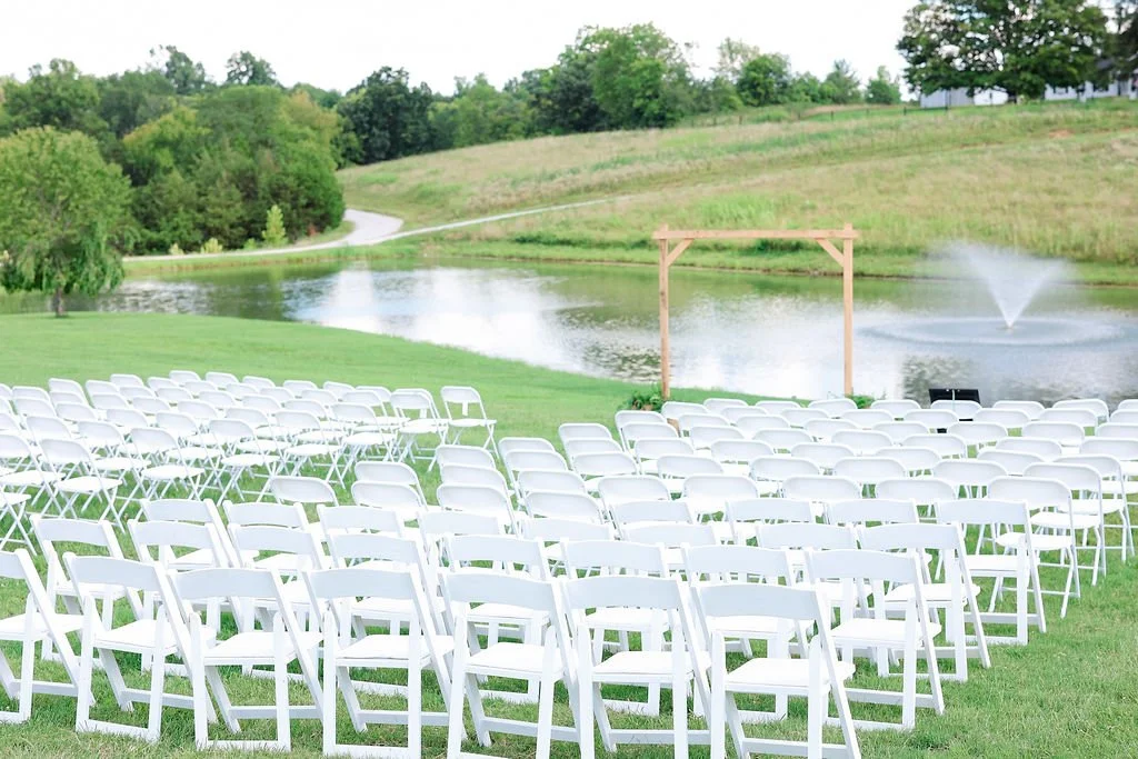 Outdoor ceremony seating overlooking the Kentucky countryside