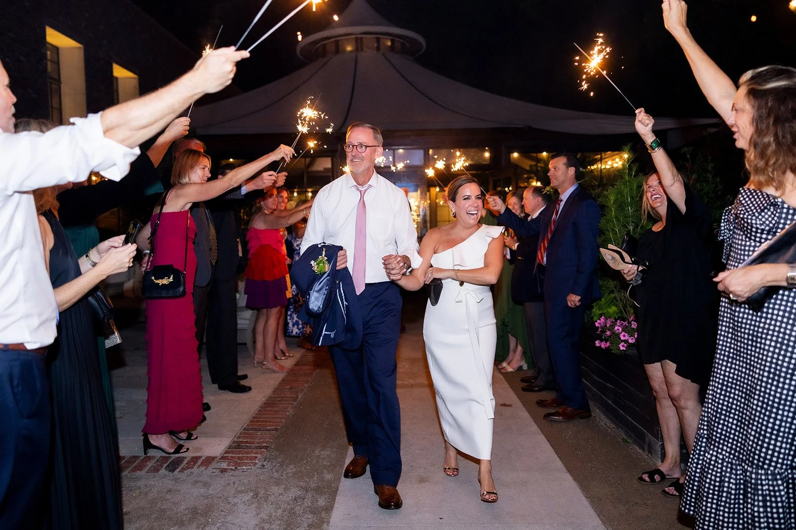 Bride and Groom have a sparkler exit at The Apiary in Lexington