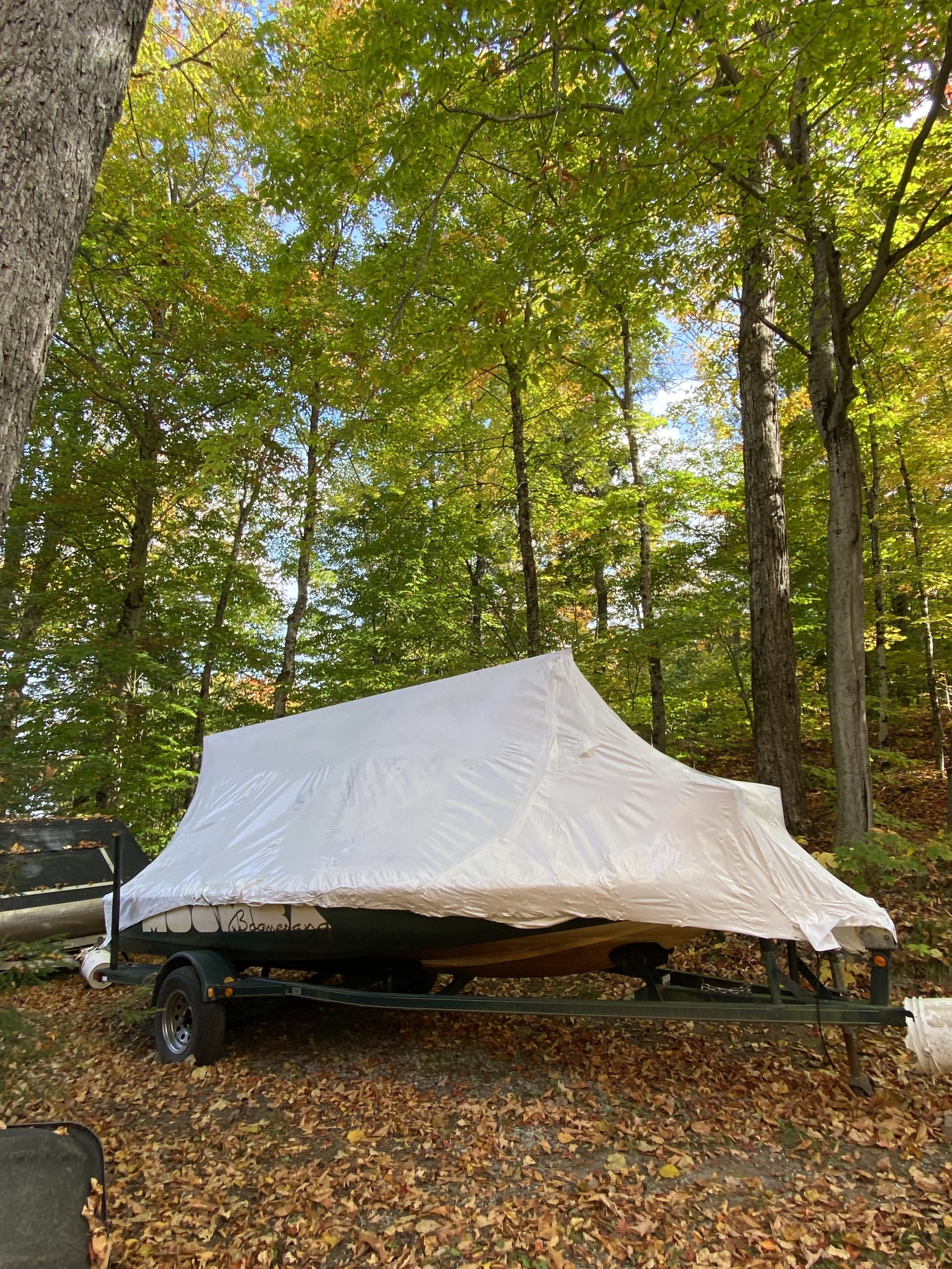 Classic Moomba Ski Boat, Bracebridge ON. Shrink wrap and boat winterization