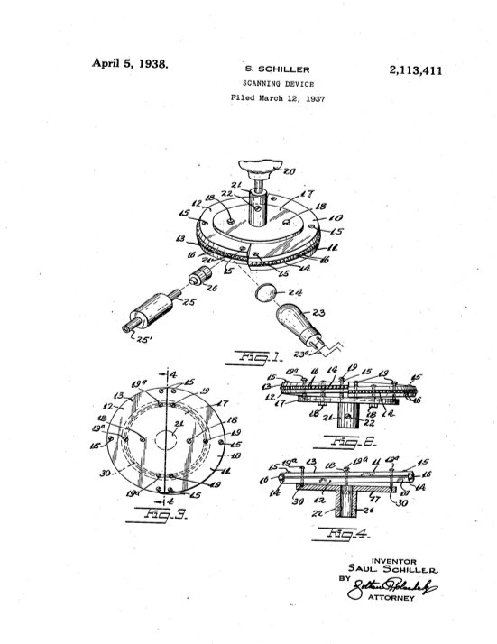 Saul's patent for the television scanner