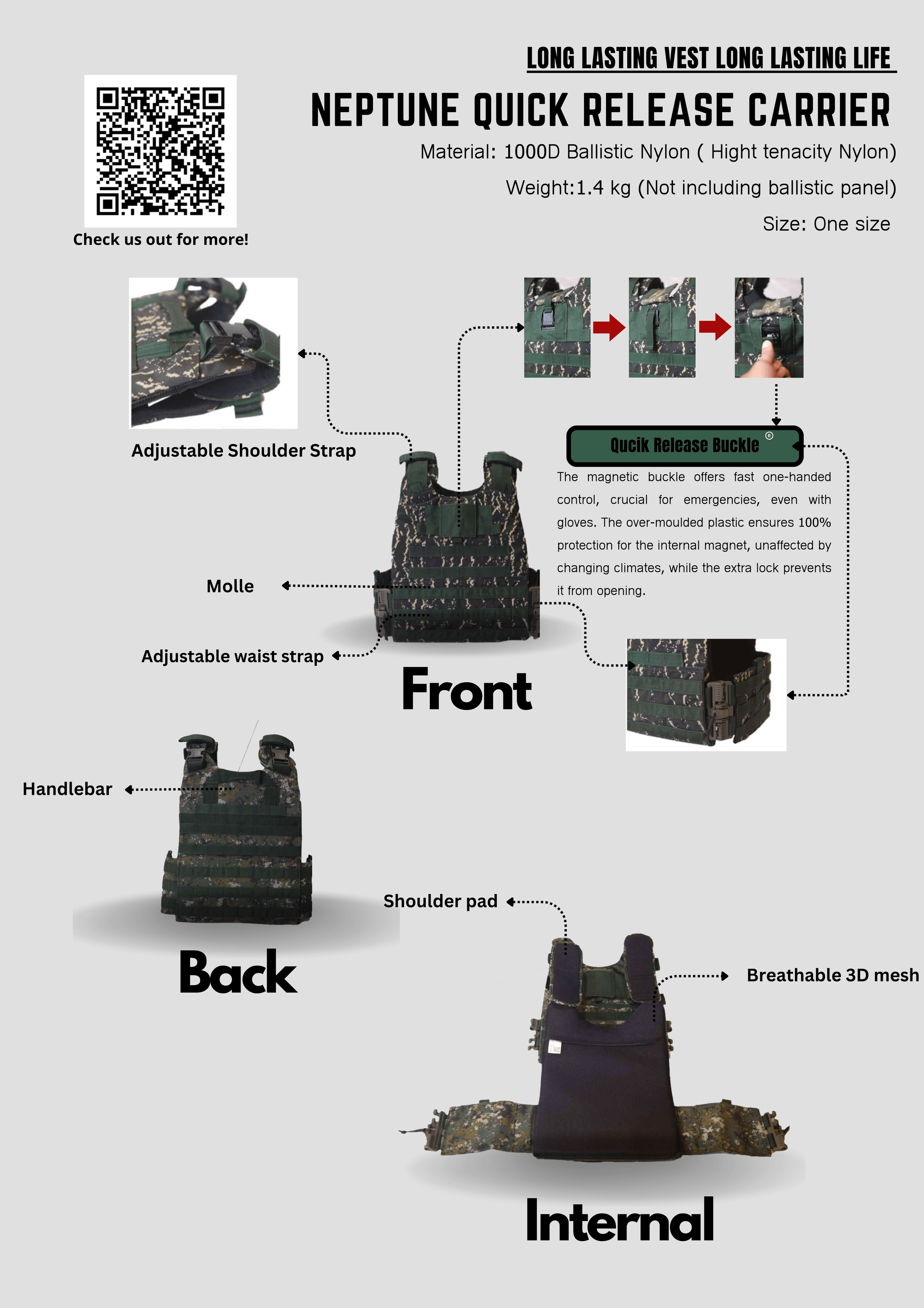 Ballistic Carrier model NEPTUNE QUICK RELEASE CARRIER