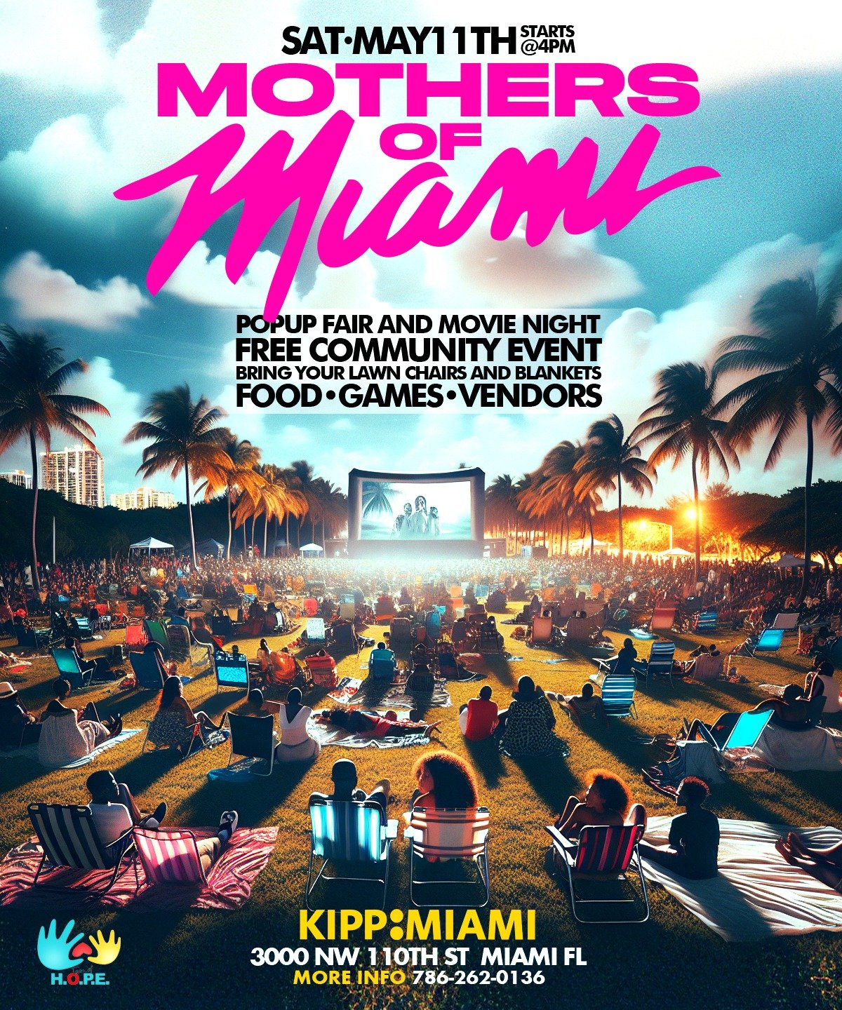 MOM - MOTHERS OF MIAMI POPUP EVENT AND MOVIE NIGHT
Celebrating all the amazing moms in Miami!
Please pre-register for FREE MOM gift bags and to qualify for the cash raffle prize.
PLEASE REMEMBER TO BRING YOUR BLANKETS AND LAWN CHAIRS FOR THE MOVIE.