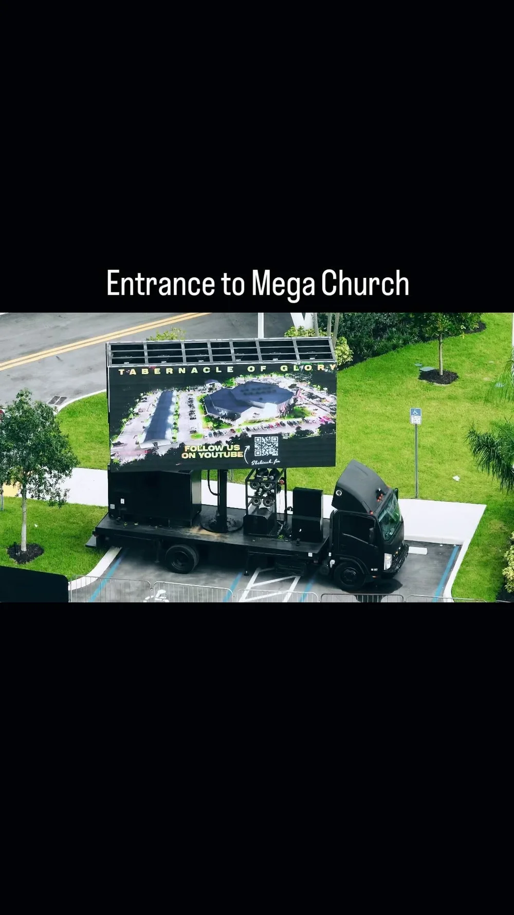 Mobile LED billboard truck displaying a church campaign